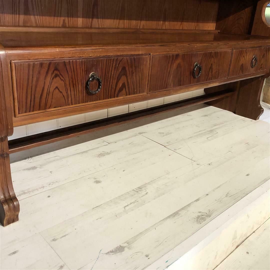 Unusual Mid Century Pitch Pine European Dresser In Folk Style photo for sale
