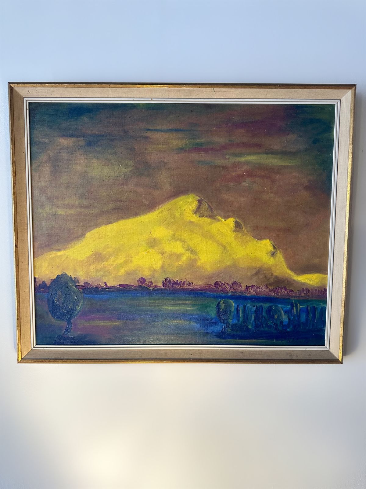 Mid Century Modern Landscape In Oil On Canvas, 1960