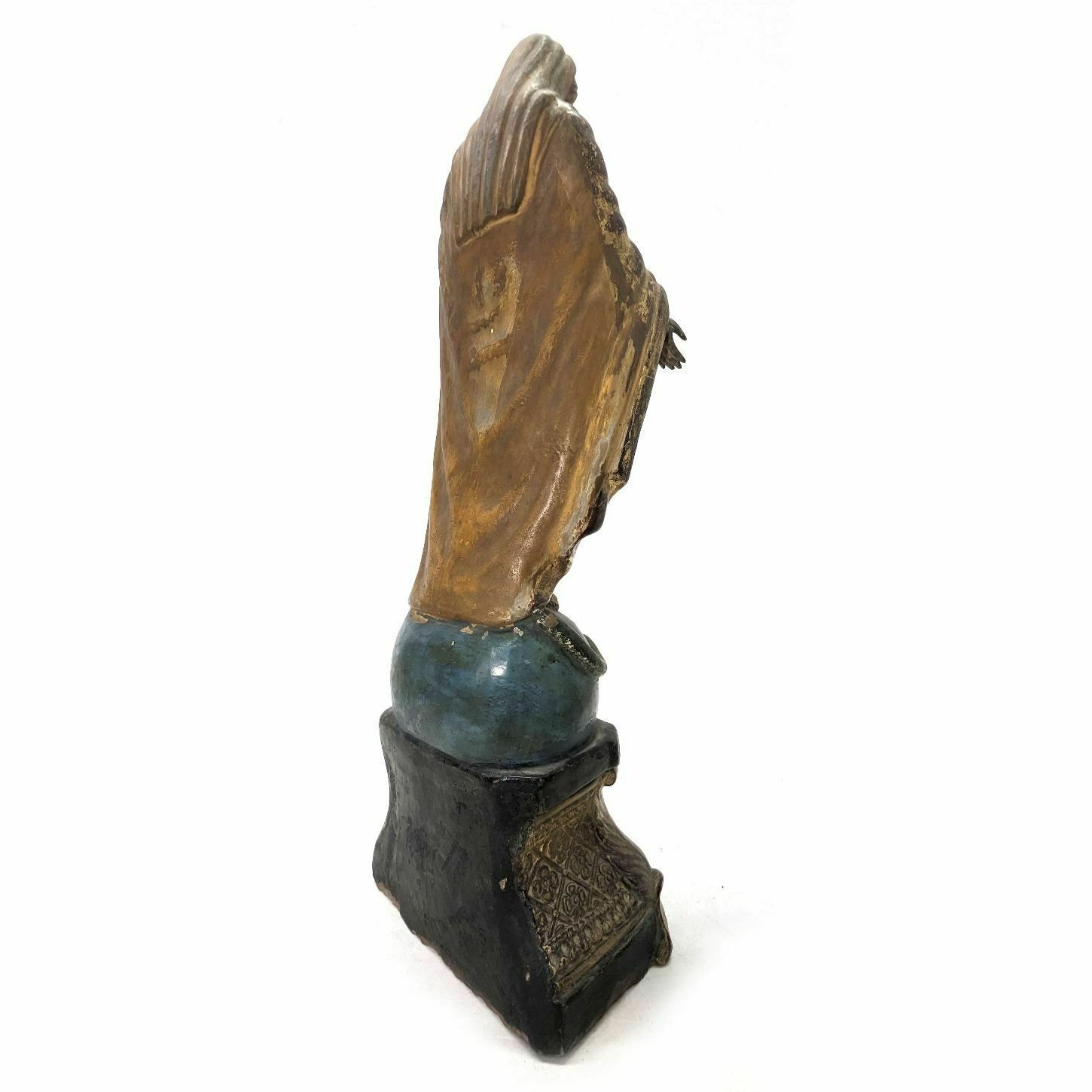 Sculpture Of The Virgin In 19th Century Terracotta Gilded With Gold photo 975.0