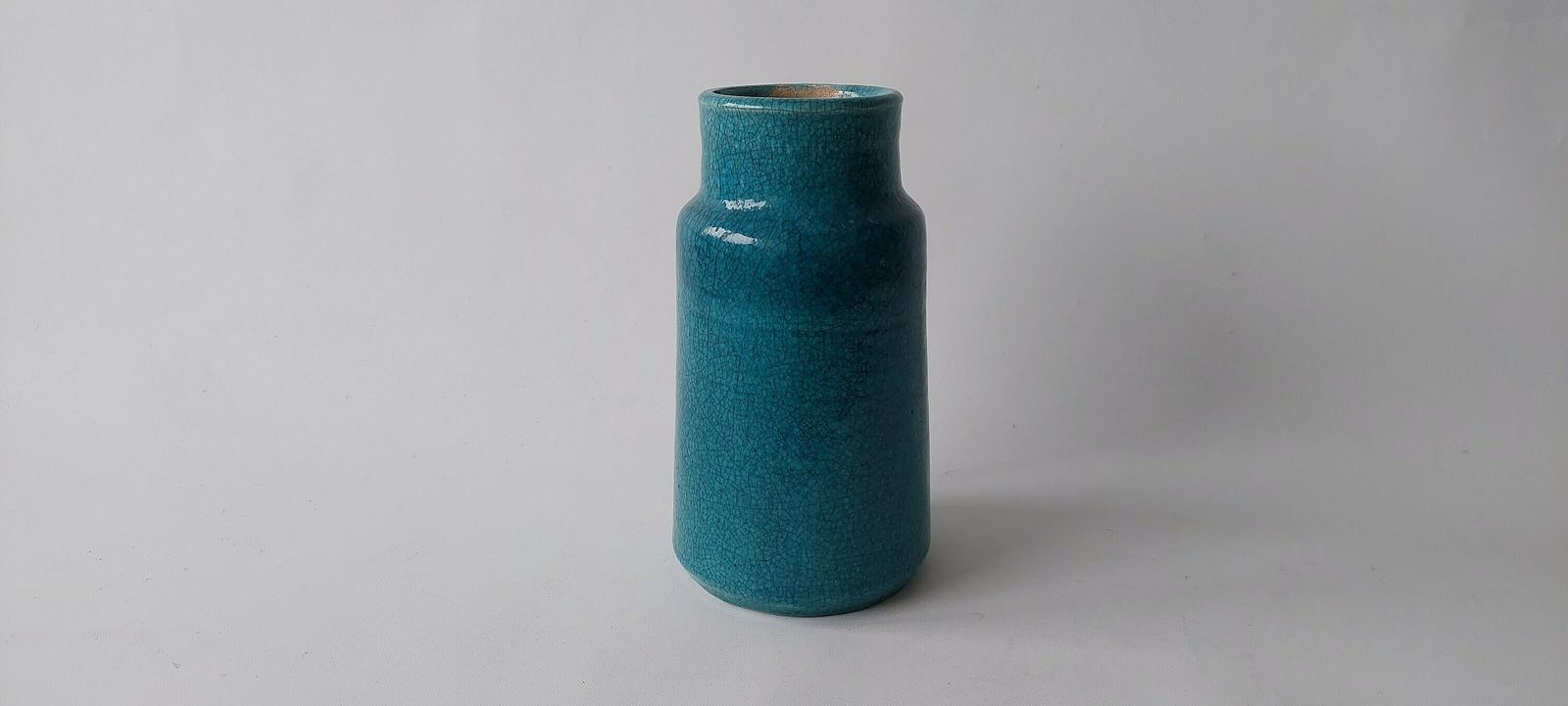 Heavy Weighted Pieter Groeneveldt Blue Crackled Glazed Studio Vase photo for sale
