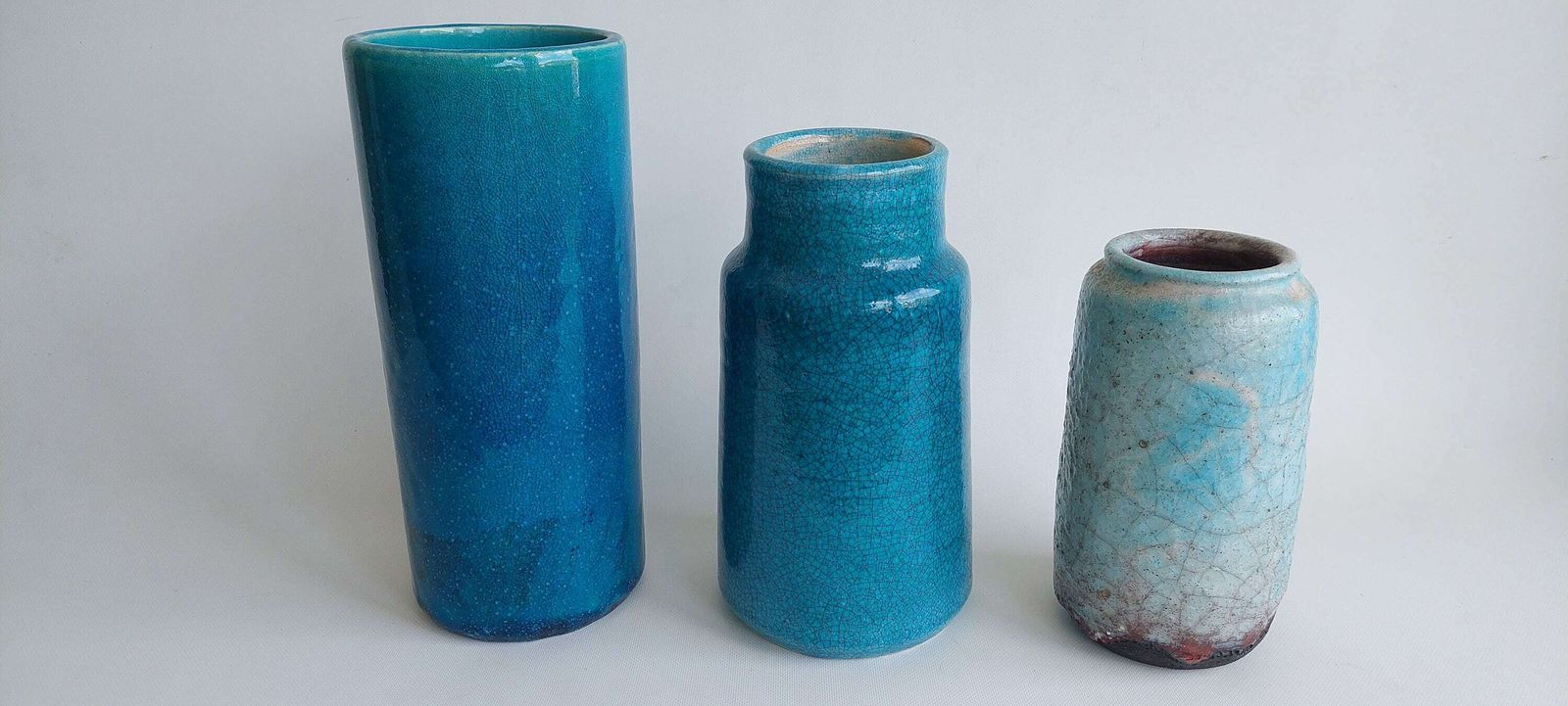 Heavy Weighted Pieter Groeneveldt Blue Crackled Glazed Studio Vase photo vintage