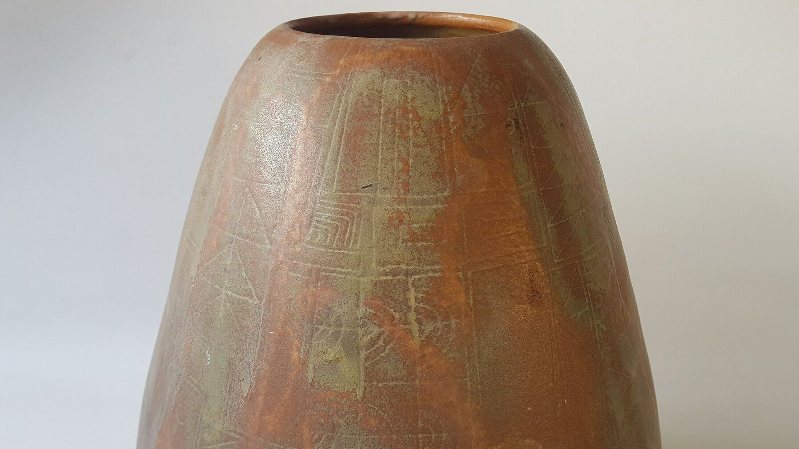 Rare Xxl Lu Klopfer Vase, 1950's With A Copper Like Brown Glaze photo for sale