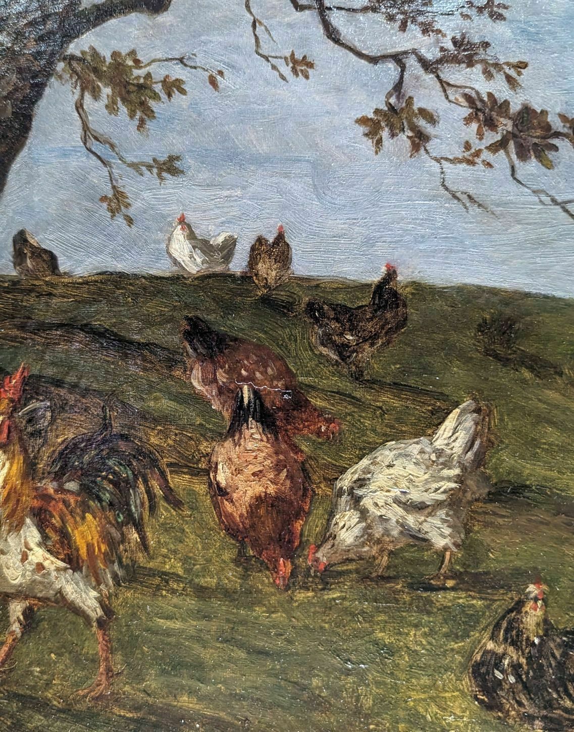 Oil On Canvas The Chicken Farm, 18th Century photo furniture