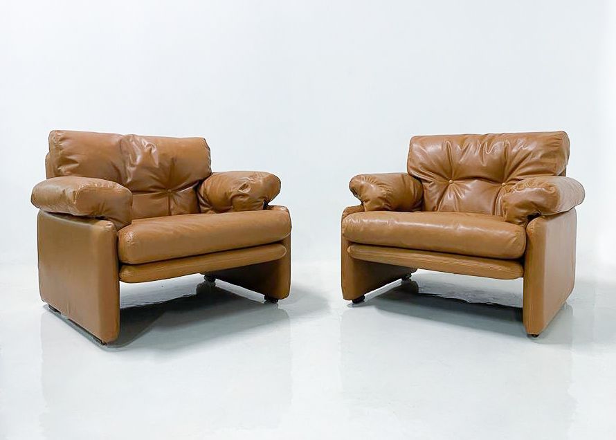 Mid Century Modern Pair Of ‘Coronado’ Armchairs By Afra & Tobia Scarpa For B&B Italia