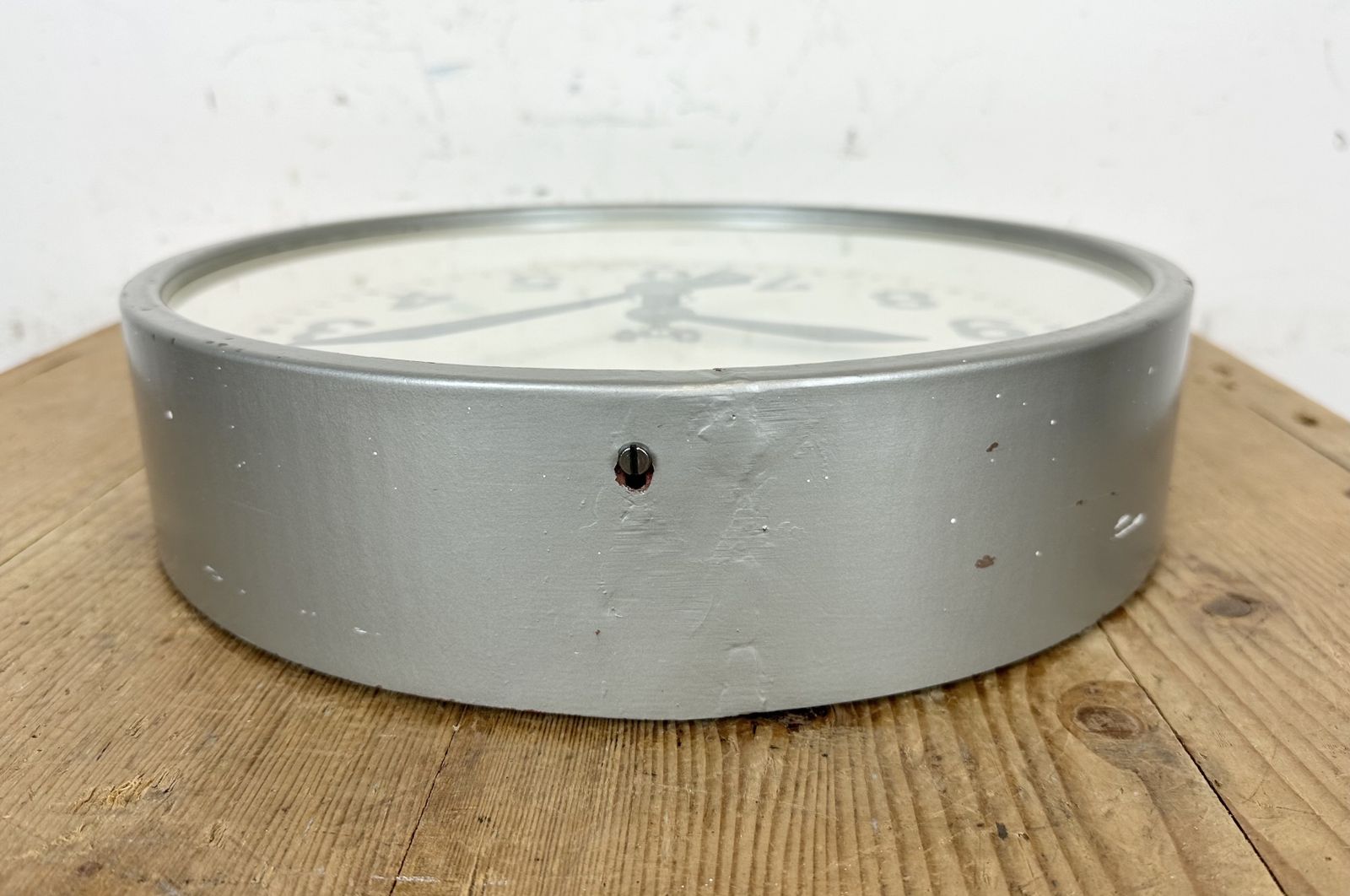 photo buy Grey Industrial Factory Wall Clock From Chronotechna, 1950s