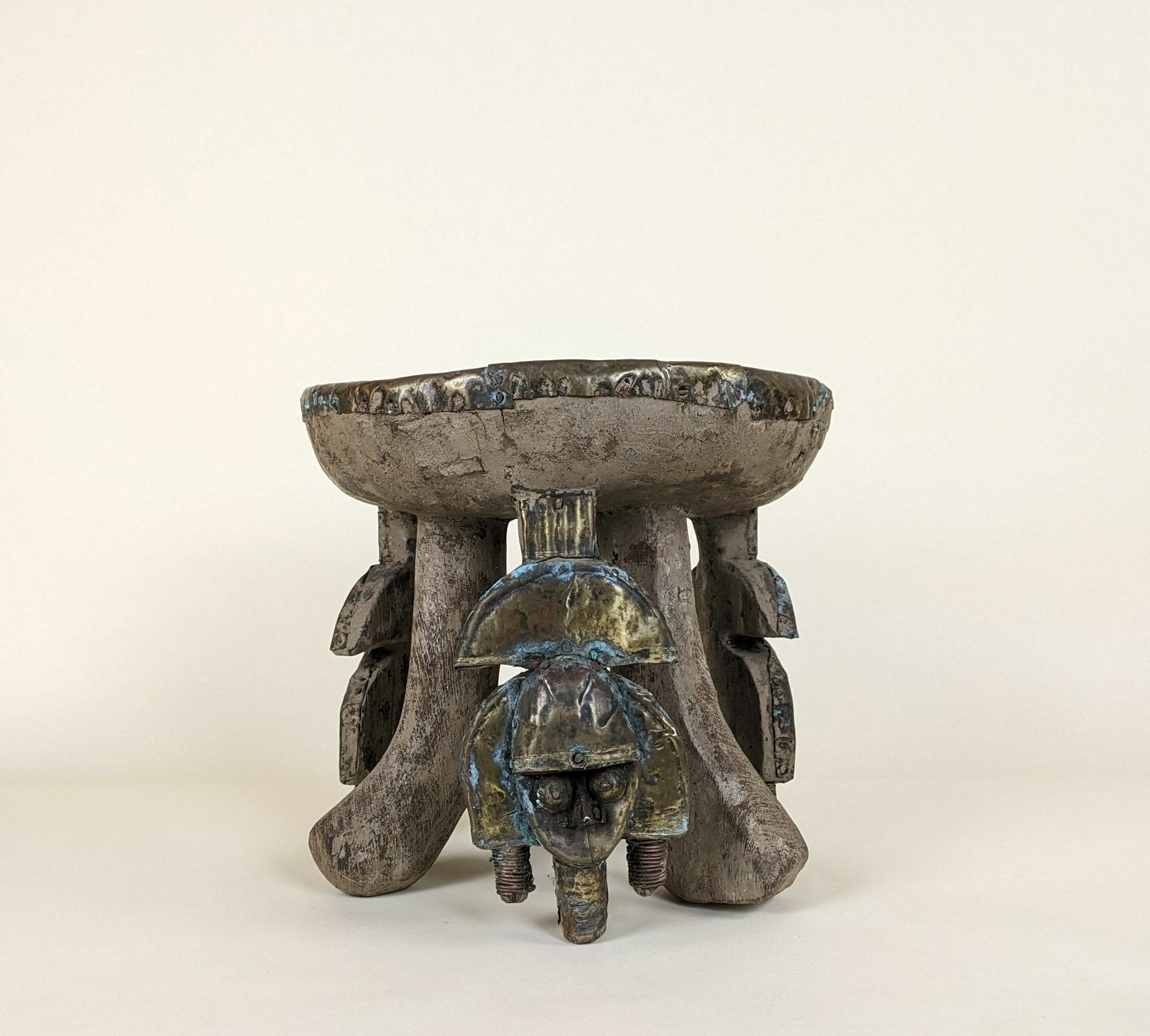 African Tribal Figural Stool From Kota Tribe Of Gabon, Primitive Mask Furniture From Africa photo furniture