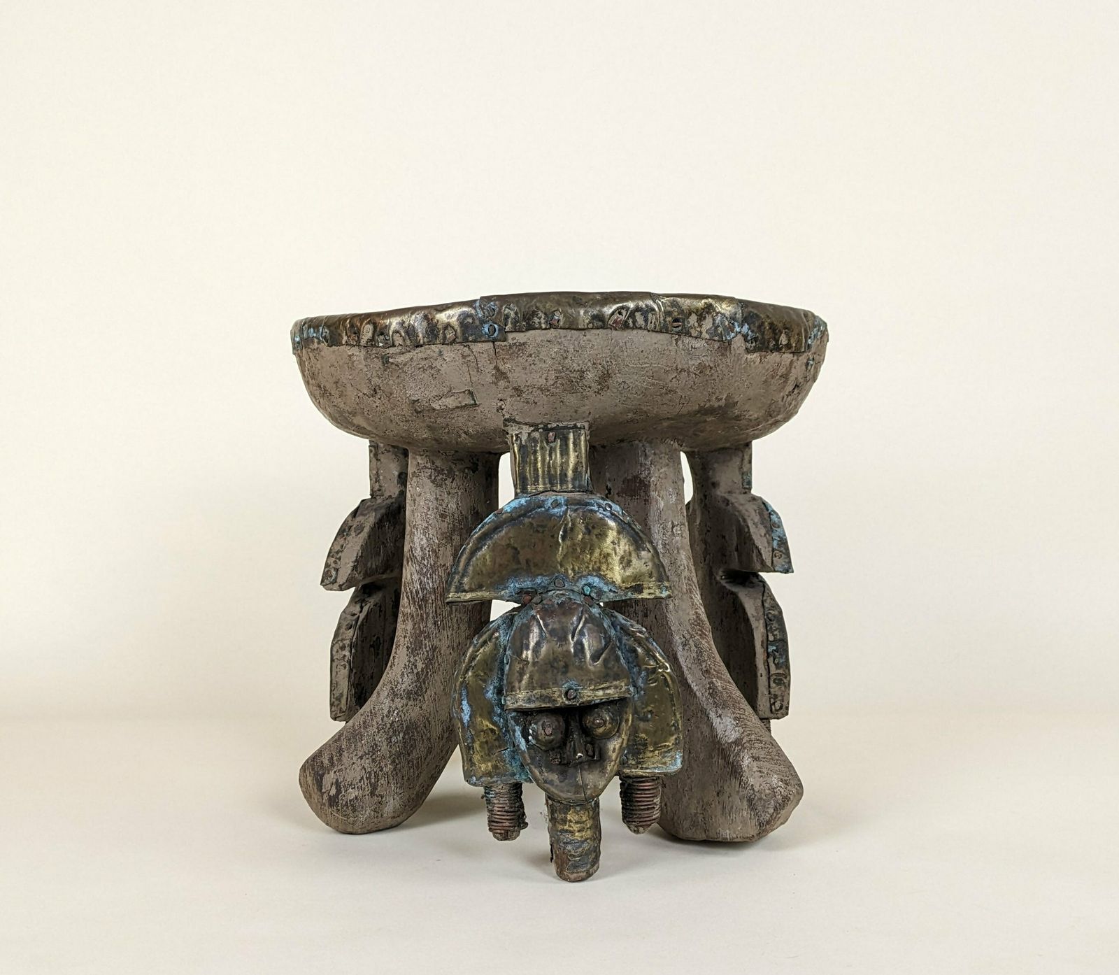 photo for sale African Tribal Figural Stool From Kota Tribe Of Gabon, Primitive Mask Furniture From Africa