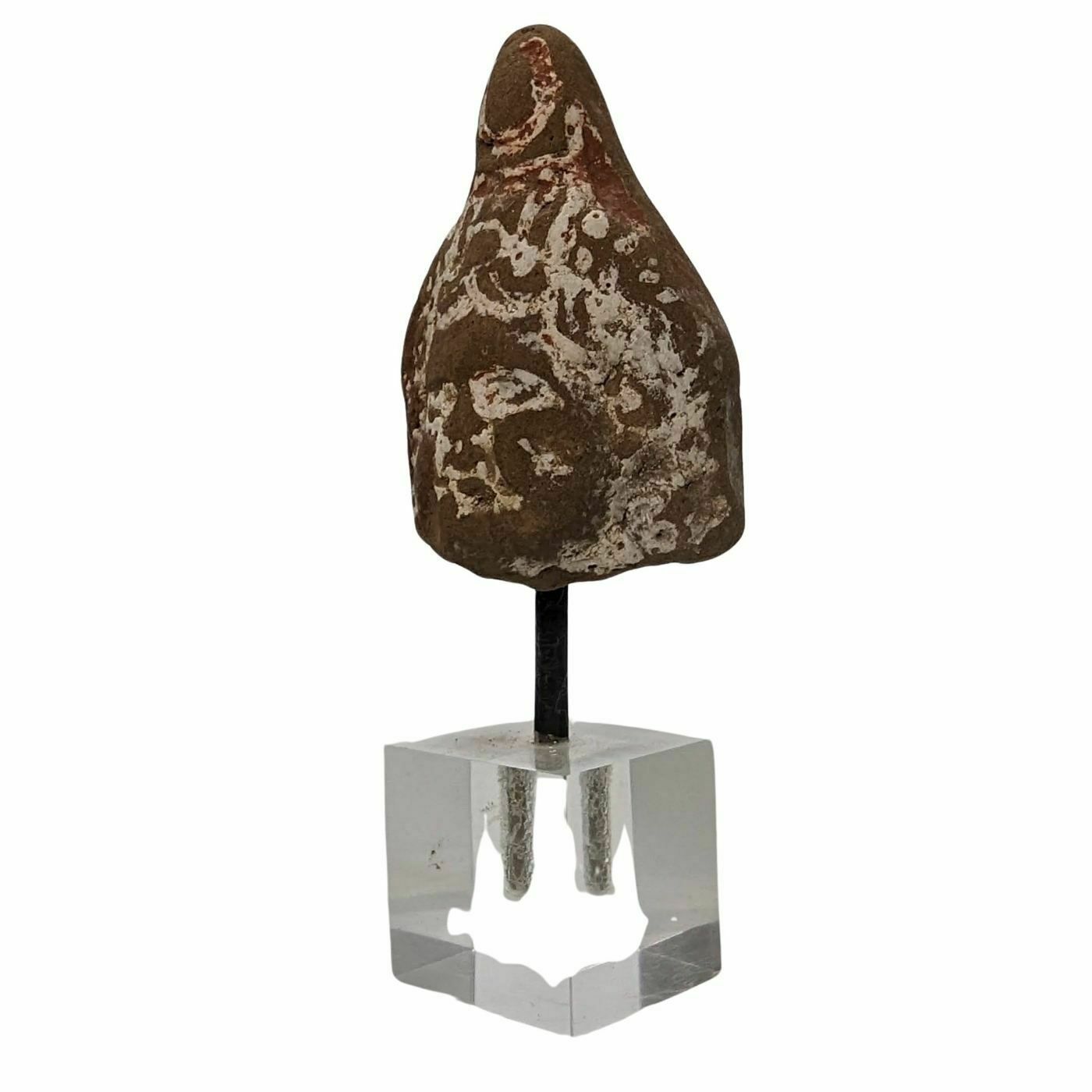 Archeology Statuette Of Painted Woman's Head With Base photo furniture