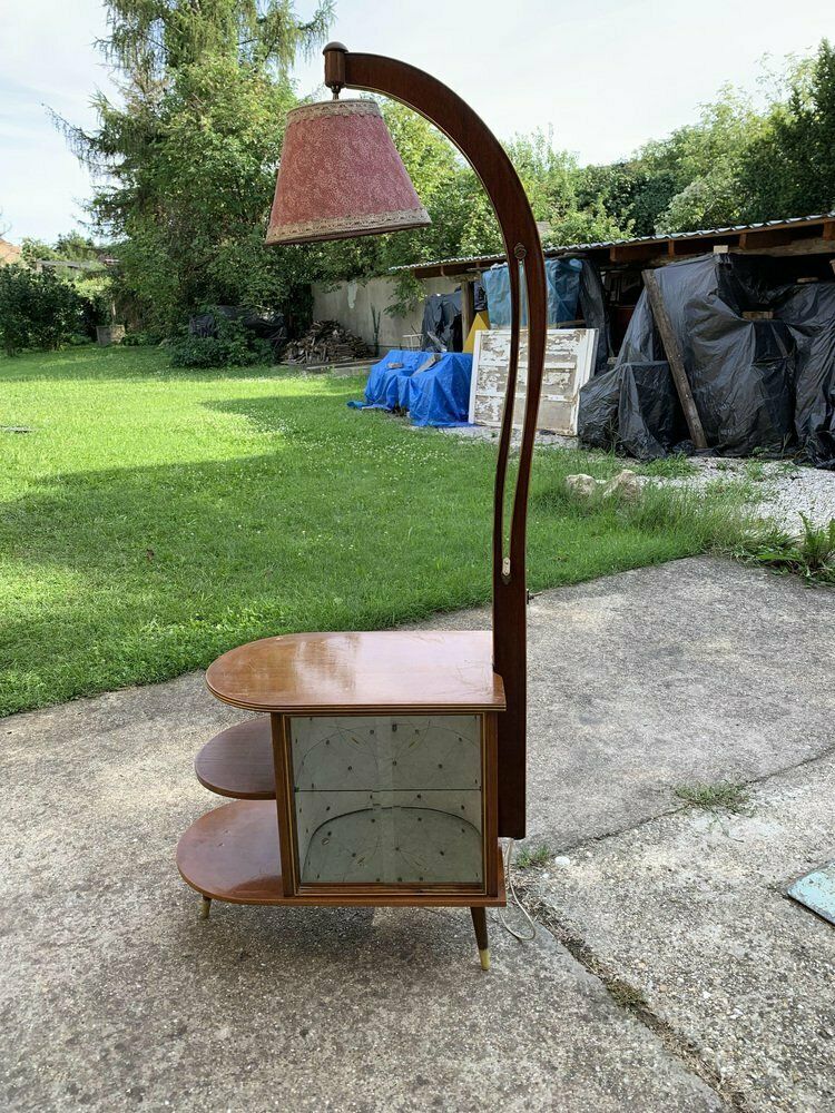 Walnut Cocktail Cabinet Light From Wilhelm Krechlok , 1950s