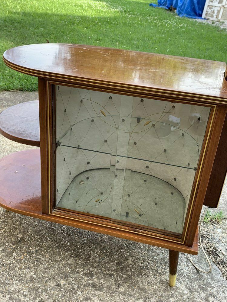 Walnut Cocktail Cabinet Light From Wilhelm Krechlok , 1950s photo vinterior
