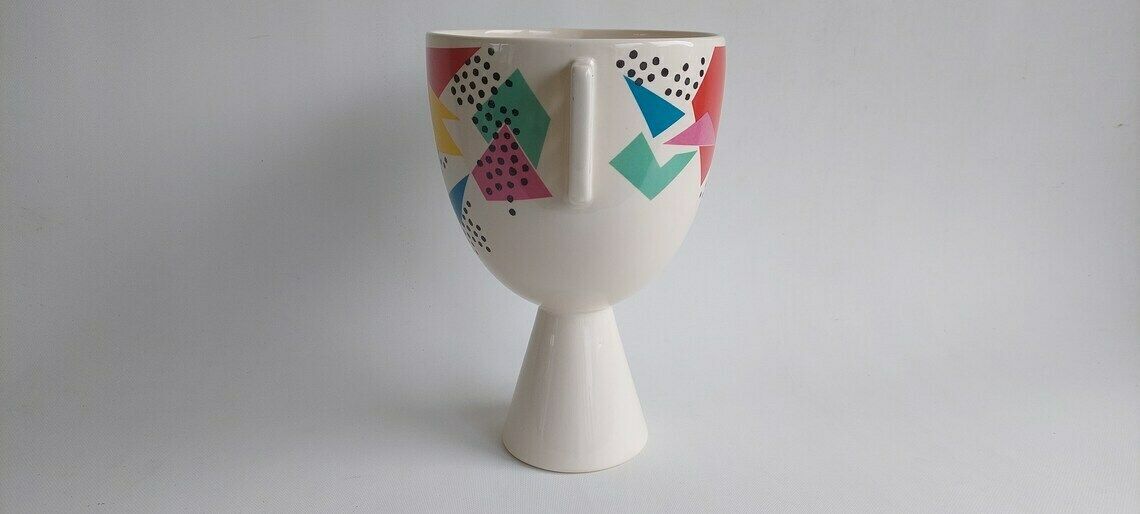 Colorful Memphis Style Ceramic Vase By Bottega Laurentia For Studio Lampo, 1980s photo for sale