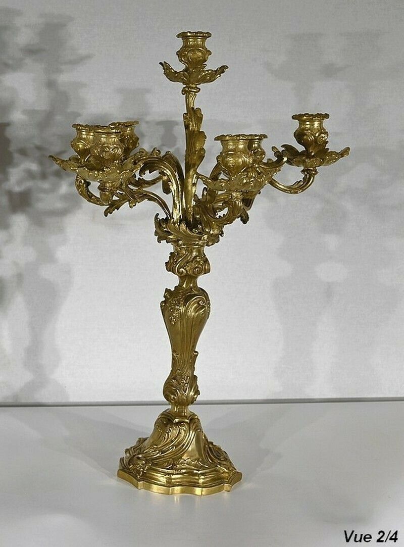 1254.2741930500001 Important Gilt Bronze Candelabra, Louis XV Style – Late 19th Century photo