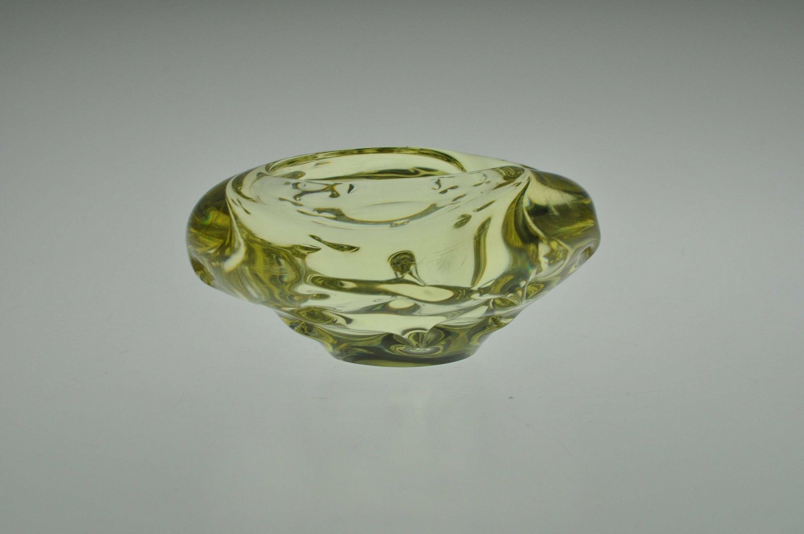 Miroslav Klinger Zbs Gele Glazen Asbak, Glazen Asbak, Mid Century Glas, Vintage Asbak, Boheems Glas, Tsjechisch Glas, Art Glass
