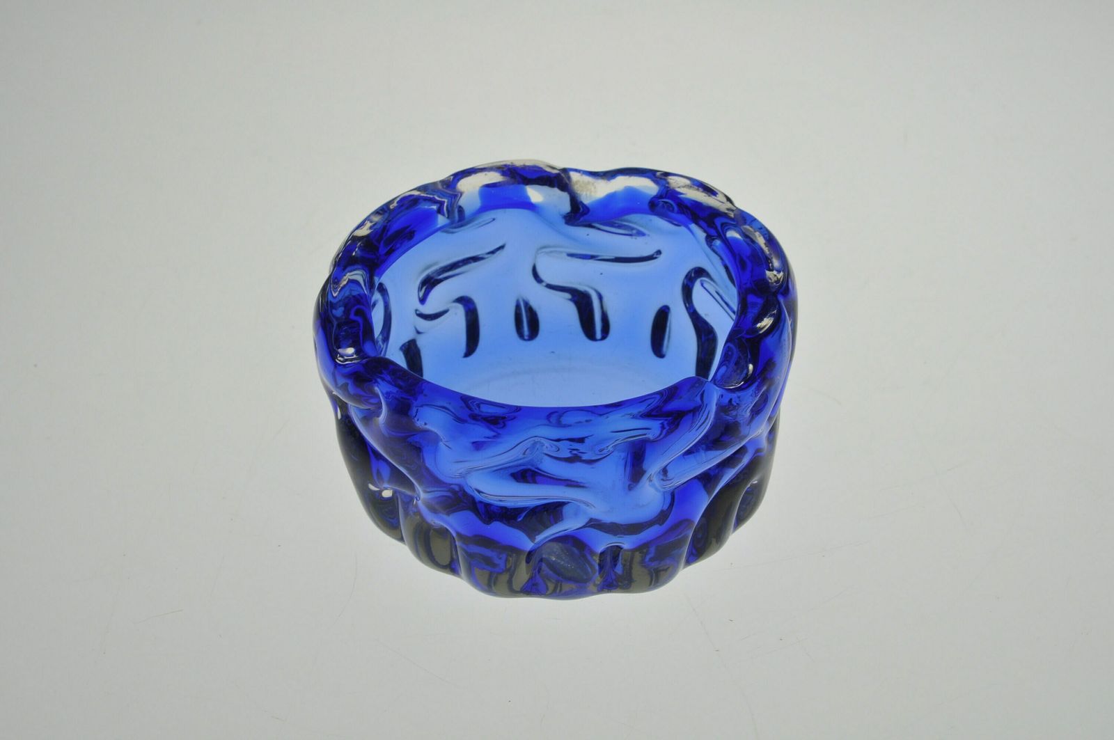Pavel Hlava   Novy Bor Glass Ashtray, Blue Ashtray, Czech Glass Ashtray, Mid Century Ashtray, Czech Glass, Bohemian Glass, Art Glass photo vinterior
