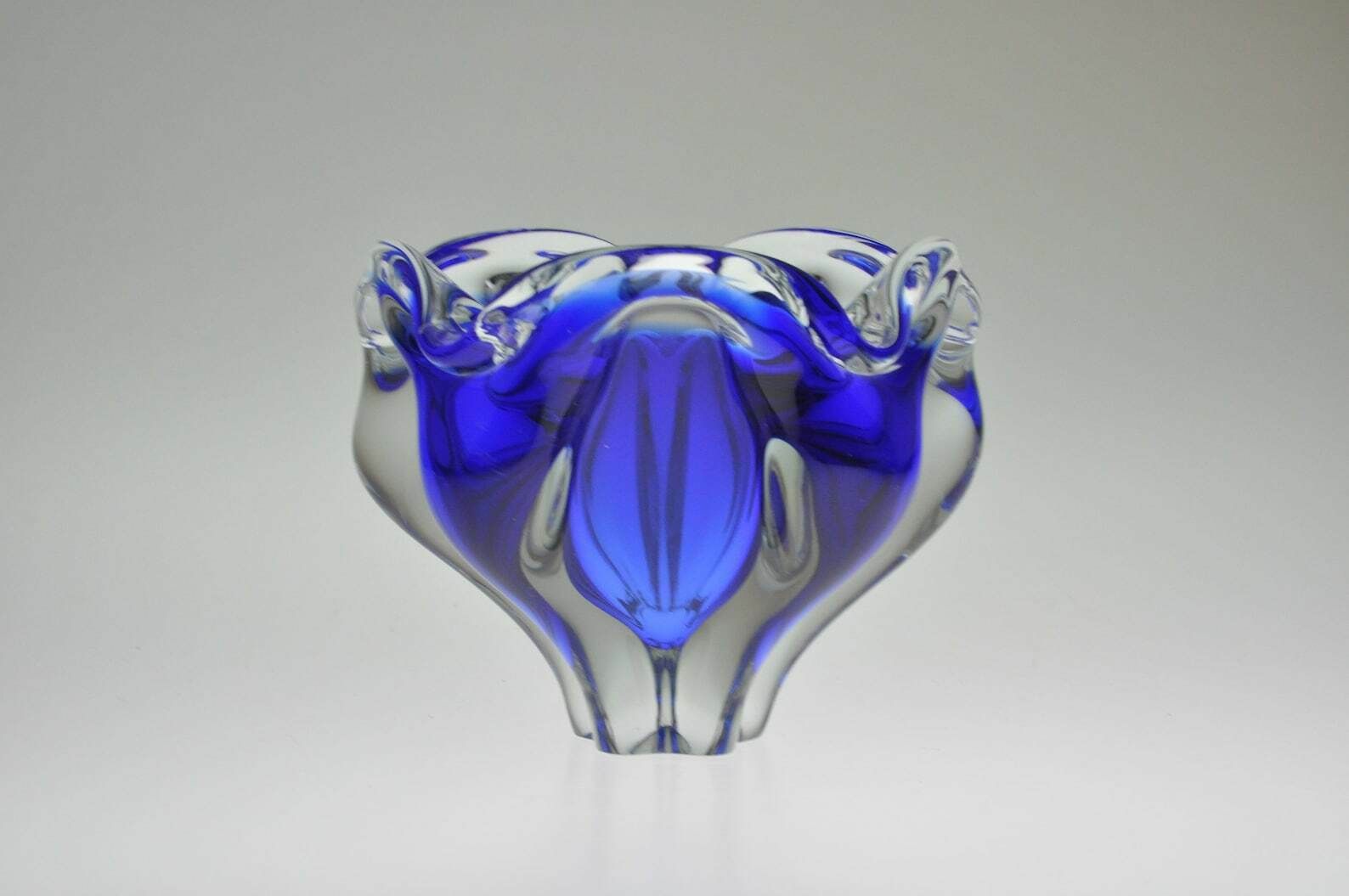 Josef Hospodka Chribska Glazen Vaas, Blauwe Vaas, Blauw Glas, Tsjechische Vaas, Tsjechisch Glas, Antieke Vaas, Vintage Vaas, Retro Vaas, Bloemenvaas photo 103.0