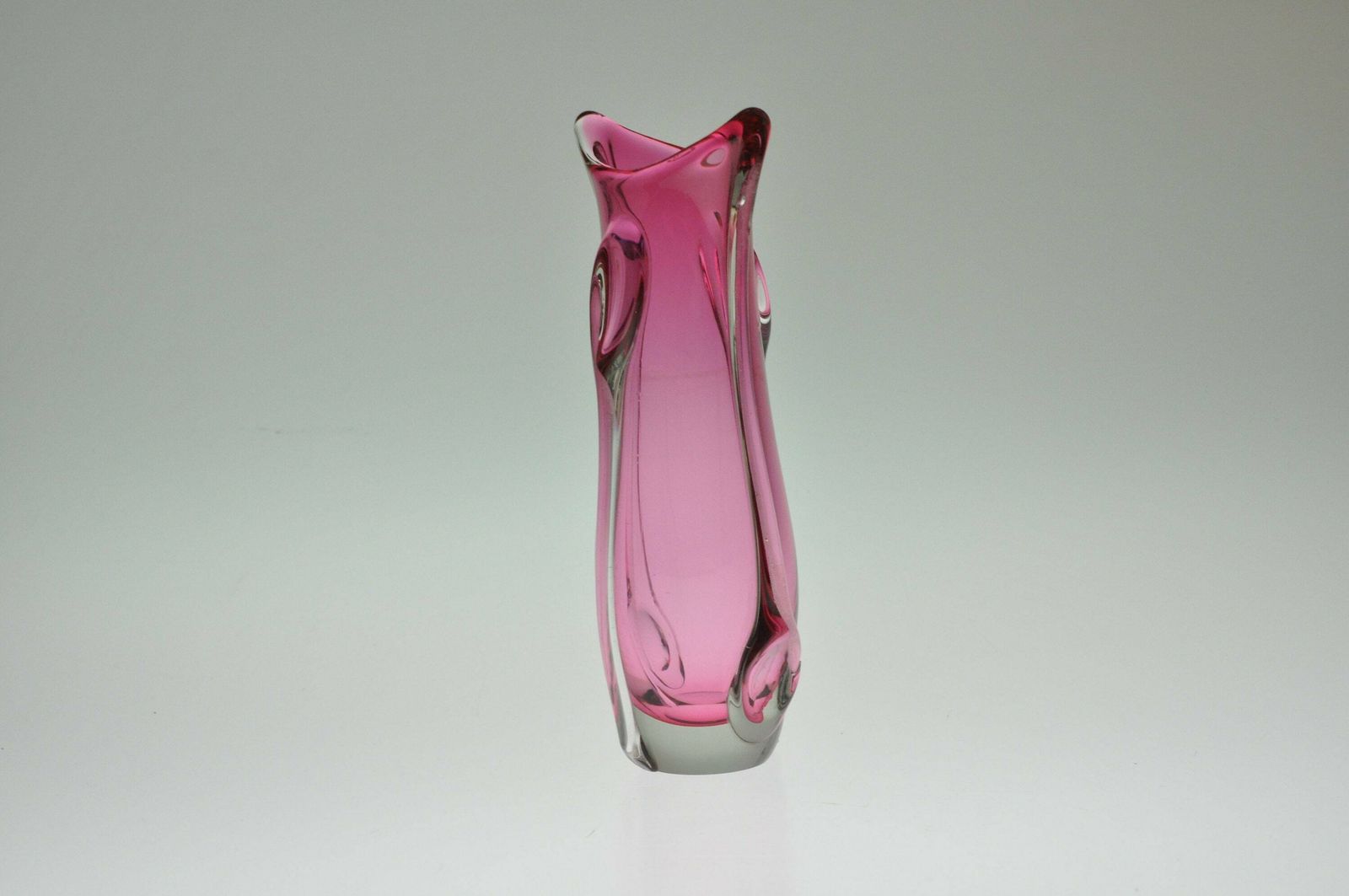 Pink Glass Vase, Czech Vintage Glass, Handmade Vase, Bohemian Vase photo furniture