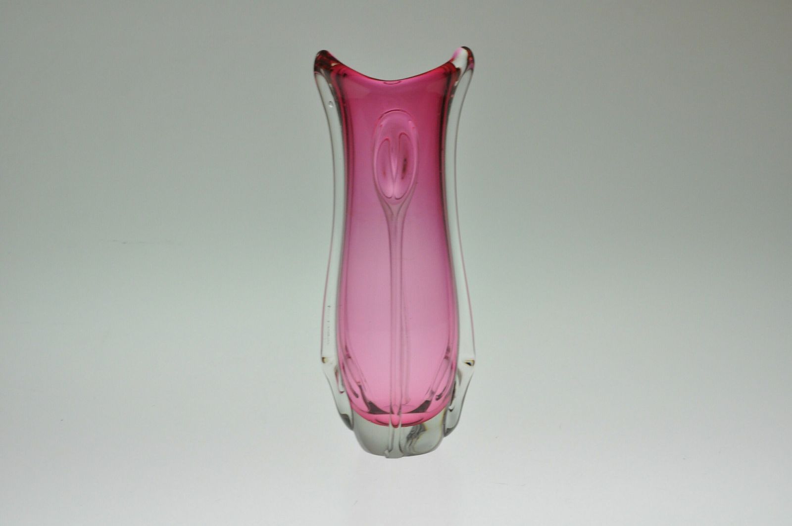 Pink Glass Vase, Czech Vintage Glass, Handmade Vase, Bohemian Vase photo 78.0