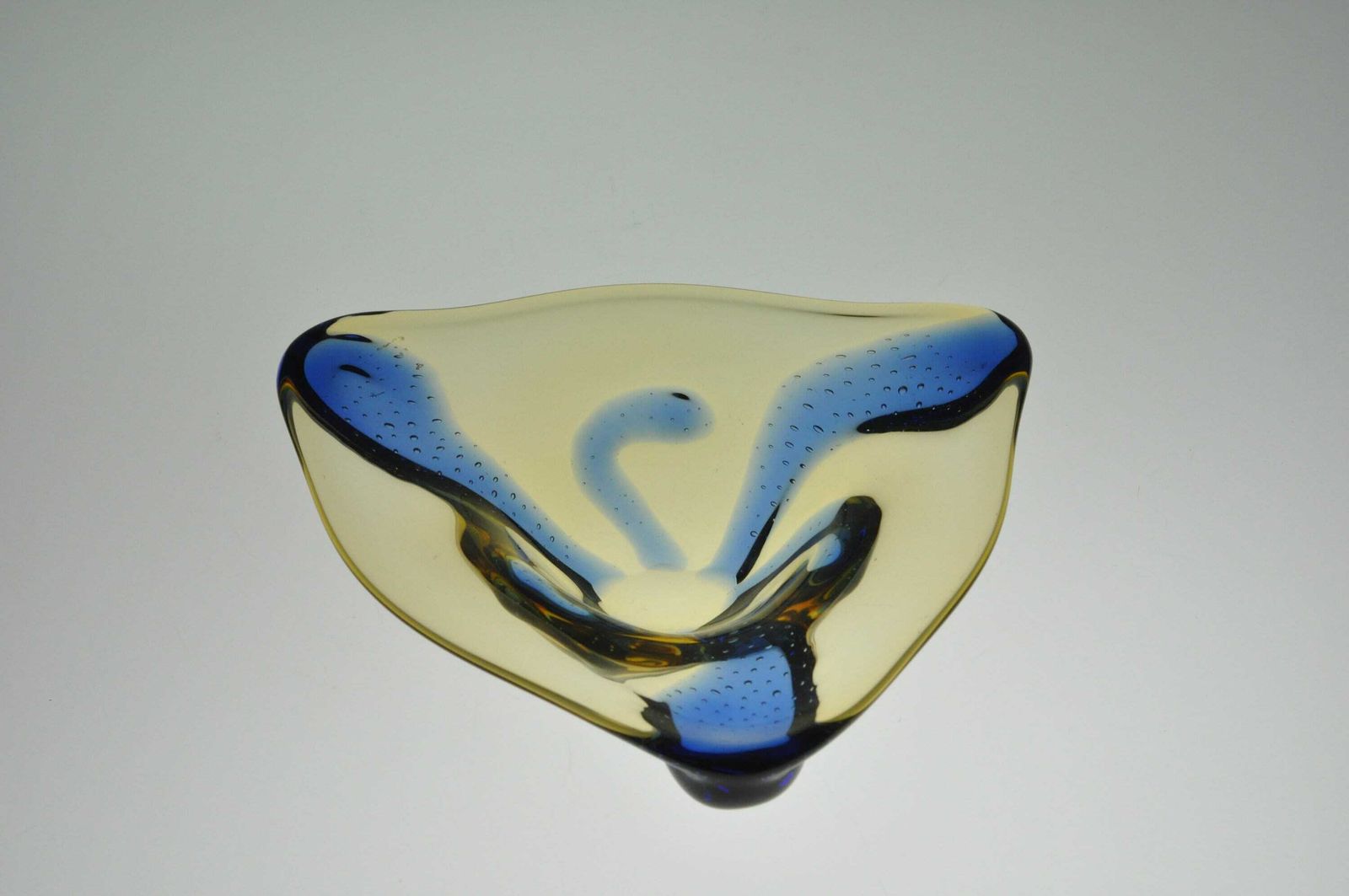 Hana Machovska Mstisov Glazen Schaal, Kunstglas, Tsjechisch Glas, Vintage Glazen Schaal, Geel Glas, Gele Schaal, Pizzicato, Antieke Schalen photo Woonaccessoires