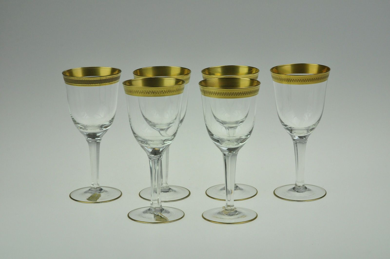 6 Vintage Bohemian Czech Vintage Goblets, Handmade Glass, Gold Plated Glass photo furniture