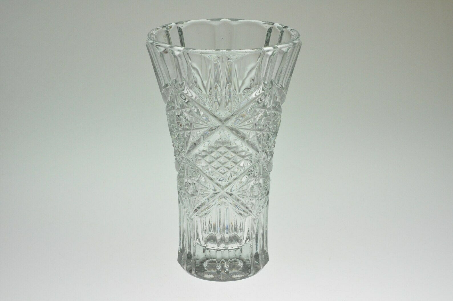 Czech Glass Vase, Glass Vase, Sklo Union, Pressed Glass Vase, Czech Vase, Czech Glass, Flower Vase, Mid Century Glass, Pressed Glass photo vinterior