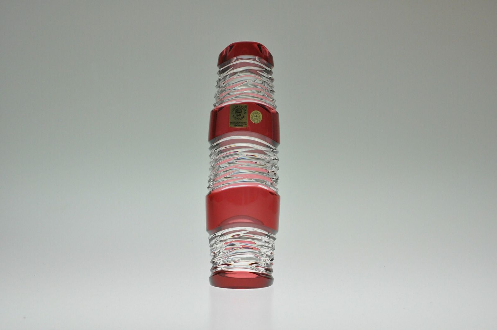 Rode Glazen Vaas, Tsjechisch Glas, Geslepen Vaas, Rode Vaas, Kunstglas, Vintage Glas, Boheemse Vaas