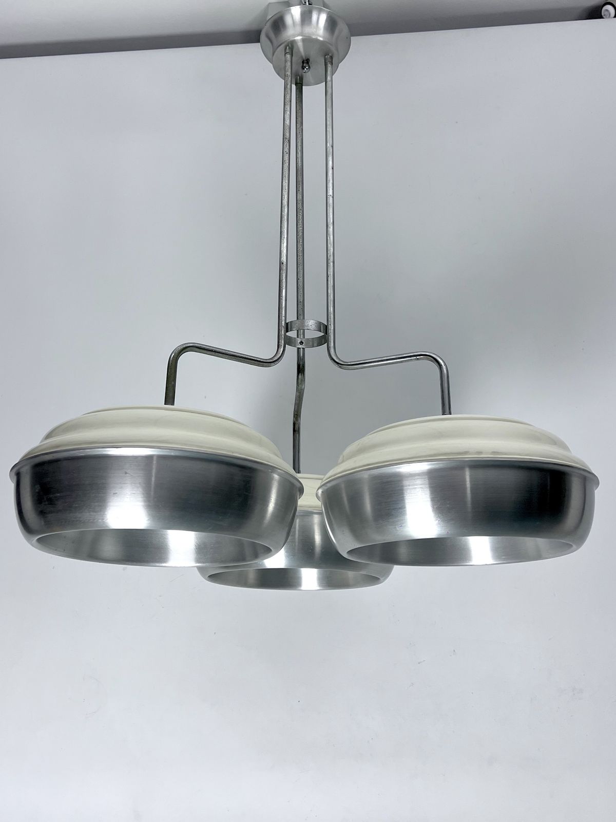 photo for sale Space Age, Large Metal And Plastic Chandelier By Studioluce. Italy 1970s