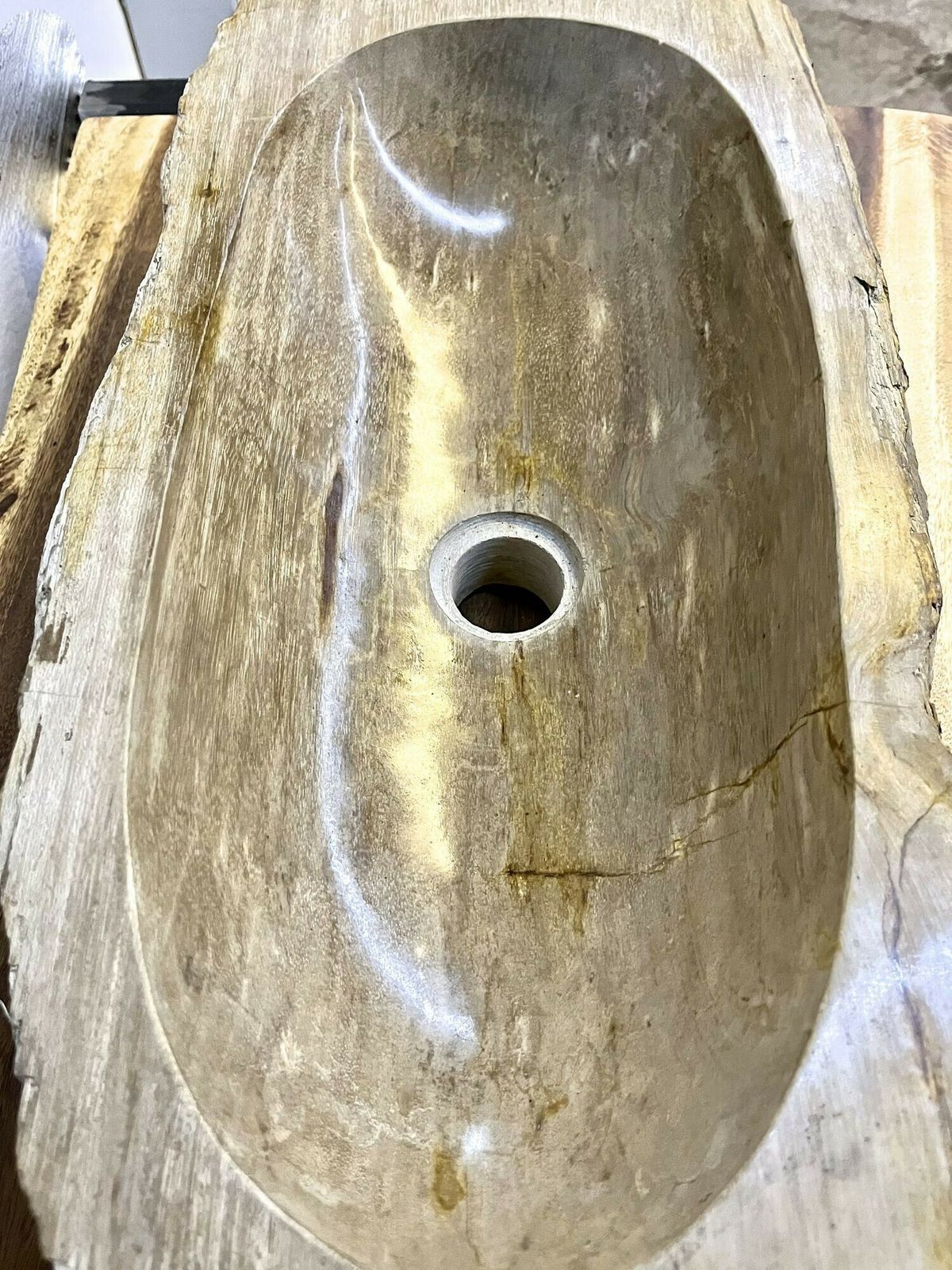 Petrified Wood Sink Grey/ Beige Tones, Polished   Top Quality, Idn 2023 photo vinterior