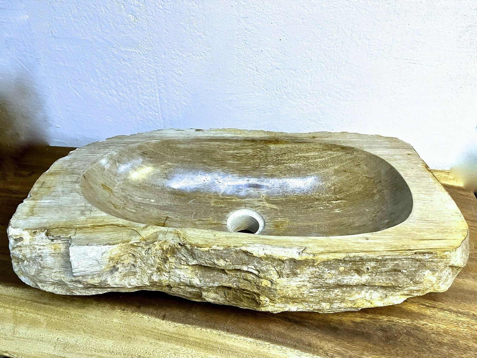 photo furniture Petrified Wood Sink Grey/ Beige Tones, Polished   Top Quality, Idn 2023