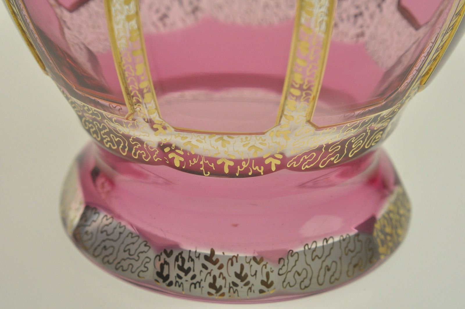 24k Gold Cabochon Glass Vase, Glass Vase, Czech Glass, Art Glass, Vintage Glass, Hand Made, Enamel Vase, Pink Vase, Czech Glass Vase photo vinterior