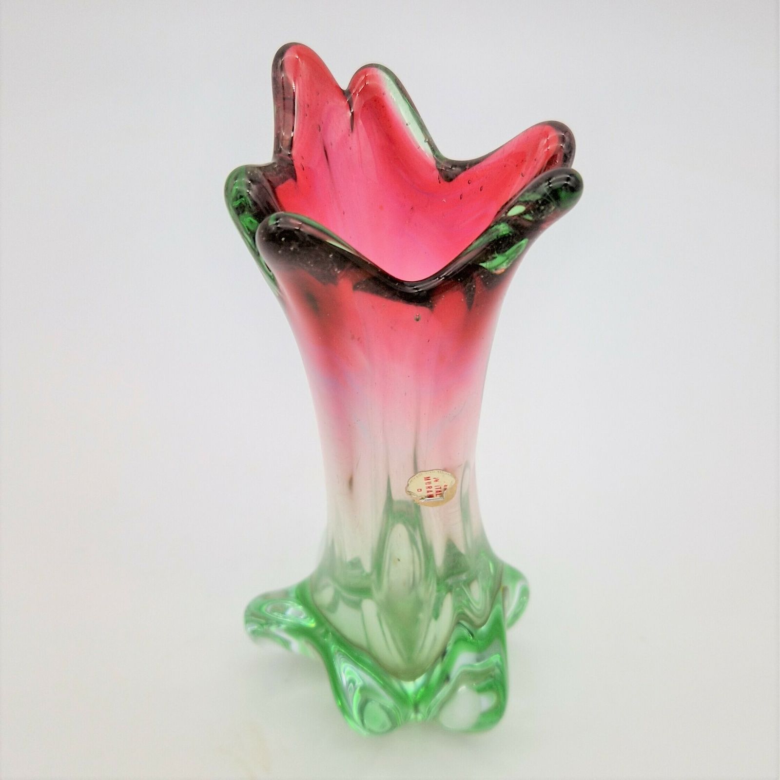 Vintage Glass Vase From Murano Rosis. 1970   1980 photo for sale