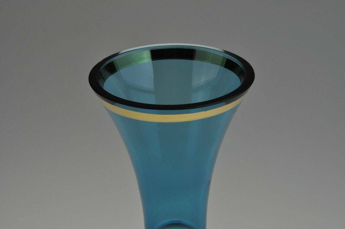 Tsjechische Vintage Blauwe Glazen Vaas | Vintage Vaas | Antieke Vaas | Blauwe Glazen Vaas | Glazen Vaas | Art Glass Vaas photo 66.0