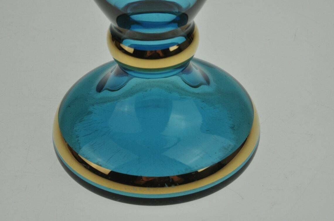Tsjechische Vintage Blauwe Glazen Vaas | Vintage Vaas | Antieke Vaas | Blauwe Glazen Vaas | Glazen Vaas | Art Glass Vaas photo vinterior