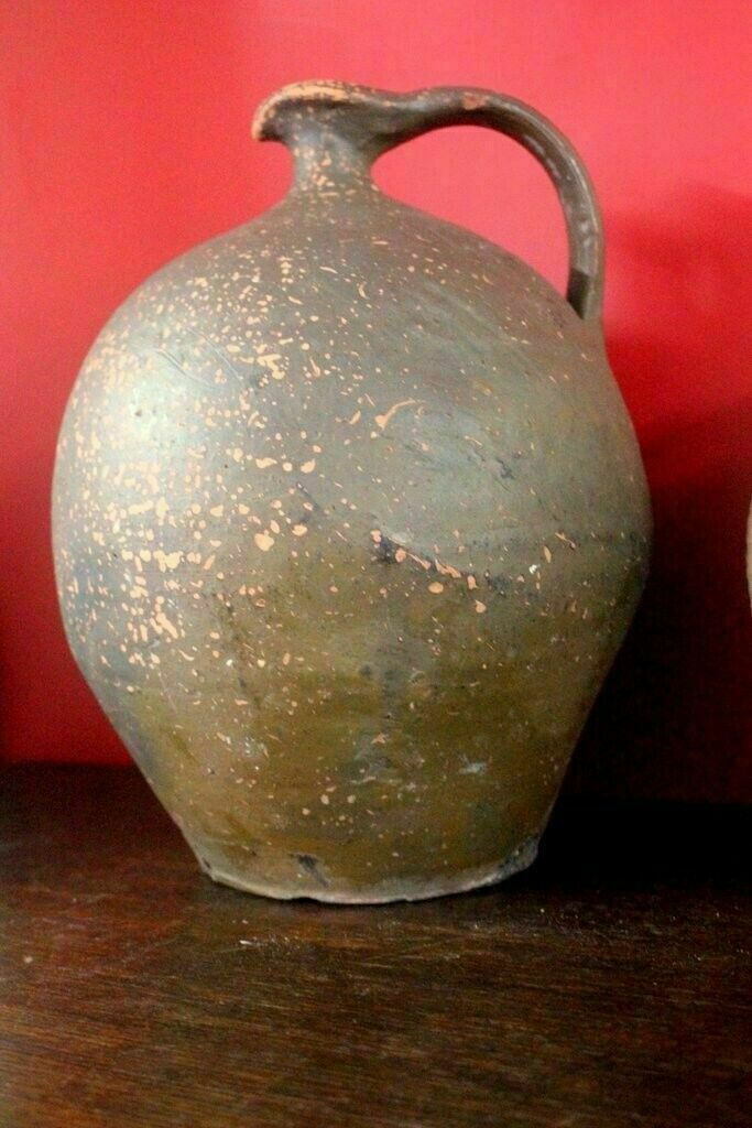 Large Antique French Handcrafted Terracotta Limousin Oil Water Jug