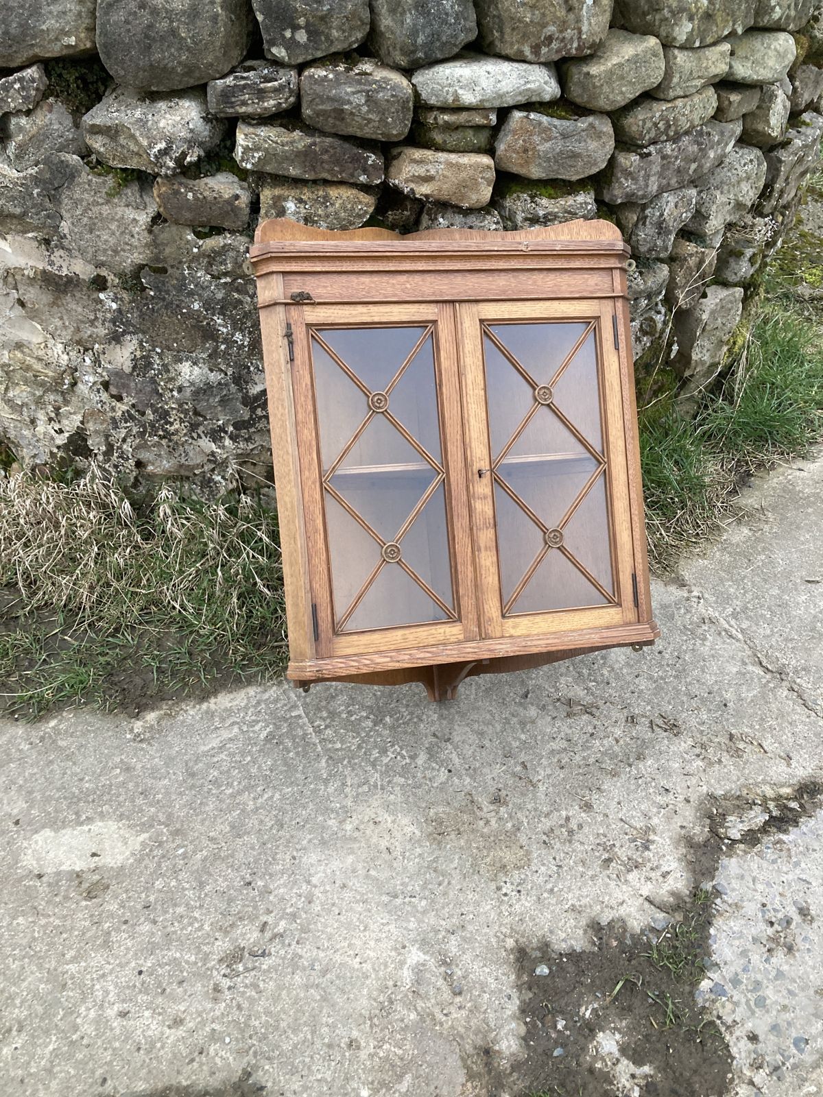 Gillows Miniature Light Oak Glass Corner Cabinet photo furniture