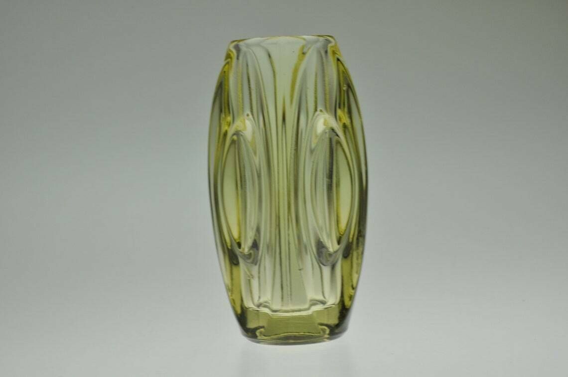 Rudolf Schrotter Lens Glass Vase Rosice  Sklo Union Glass Vase  Czech Vase  Glass Vase  Czech Glass  Czech Glass Vase  Art Glass Vase photo for sale