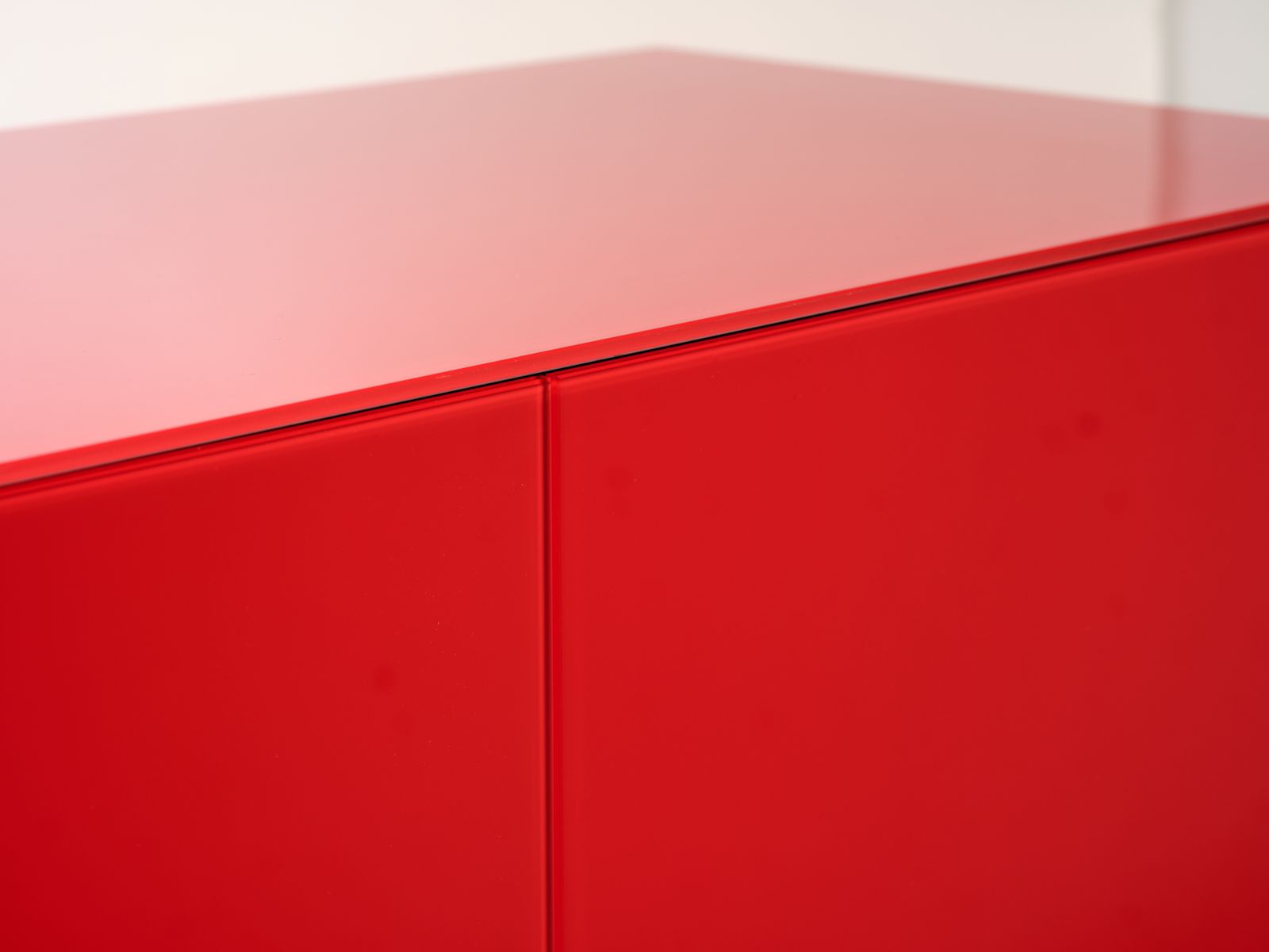 photo for sale Stunning Roche Bobois Linear Red Glass Sideboard, France Circa 2000’s
