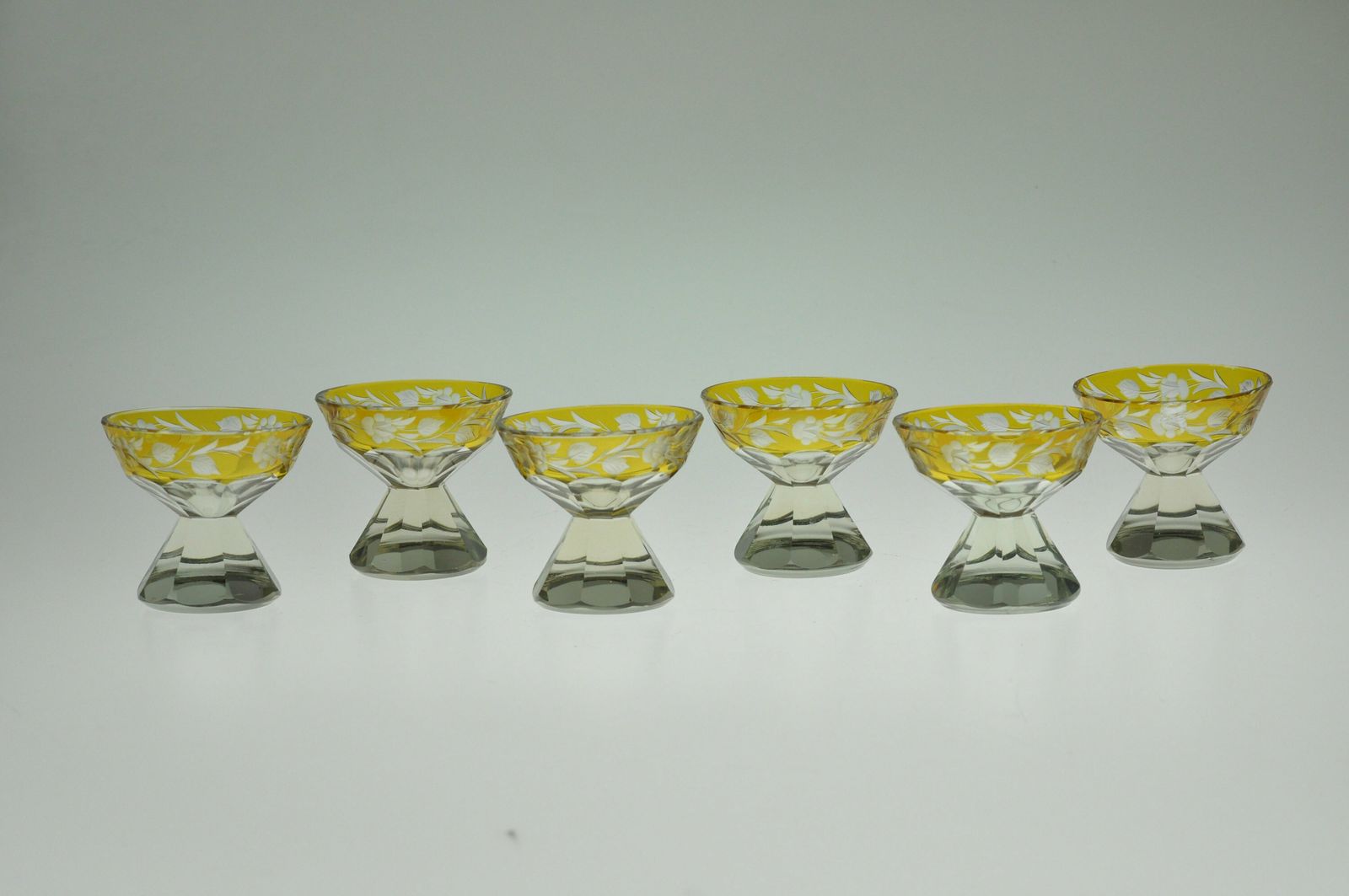 Tsjechische Karaf, Karl Palda, Amber Geslepen Glas, Art Deco Karafset, Boheems Glas, Kristallen Karaf photo 434.0