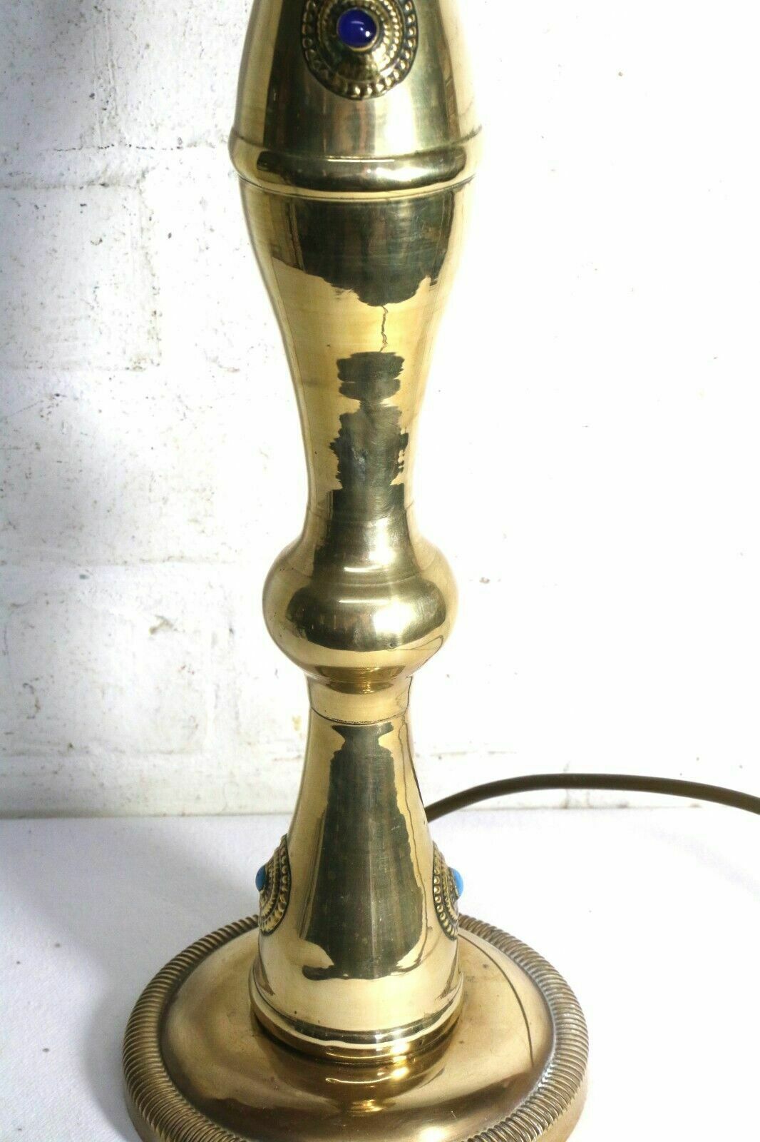 Table Lamp Vintage Eastern Brass Anglo Indian Lamp Ethnic Semi Polished Finish photo 75.0