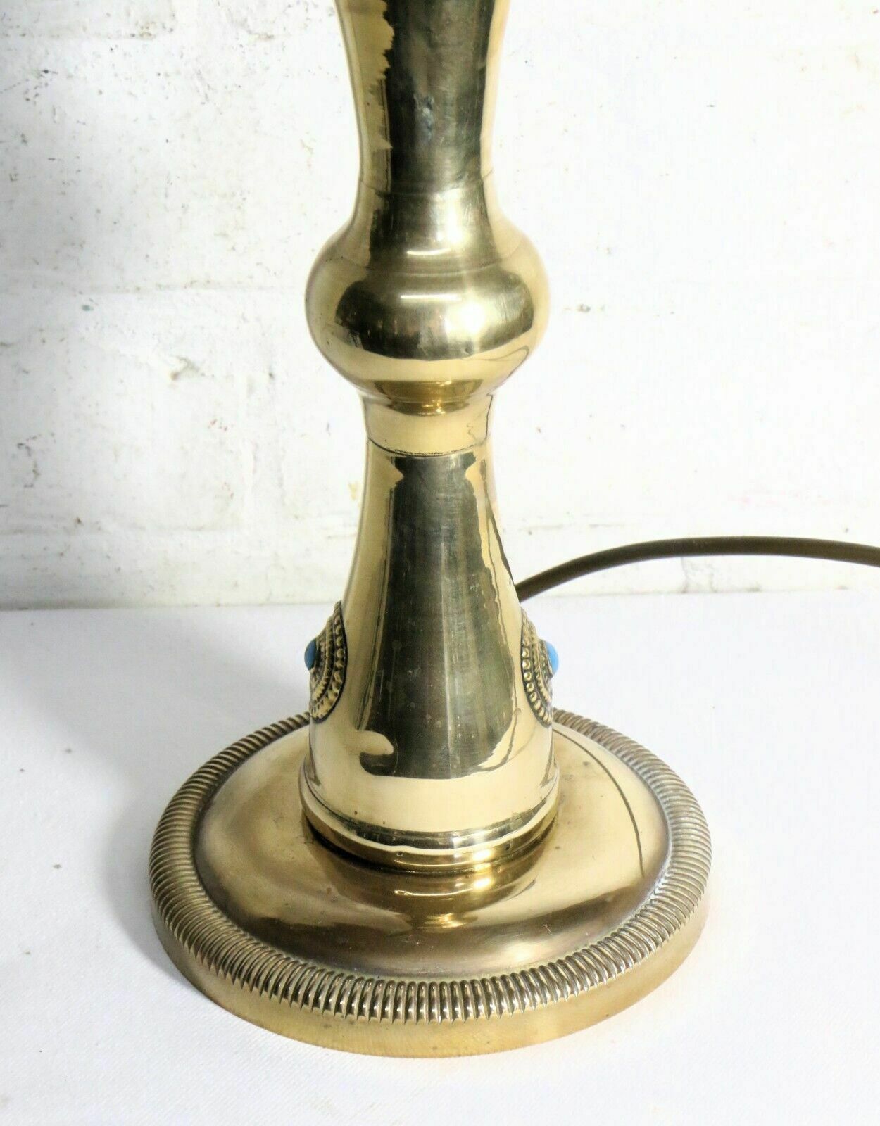 Table Lamp Vintage Eastern Brass Anglo Indian Lamp Ethnic Semi Polished Finish photo vinterior