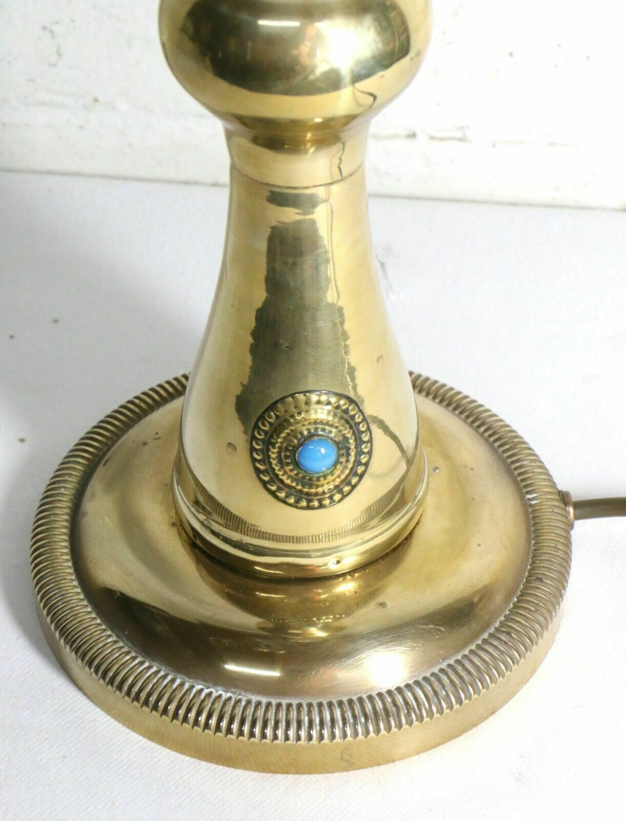 Table Lamp Vintage Eastern Brass Anglo Indian Lamp Ethnic Semi Polished Finish photo vintage