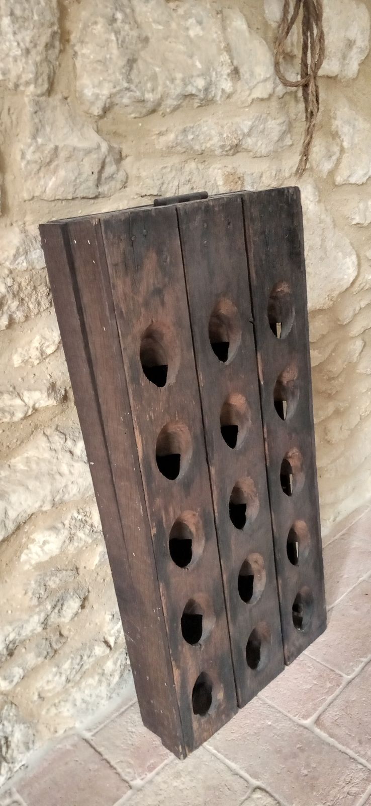 A 1956 French Vintage Oak Champagne Rack (Also Holds Wine) photo vinterior