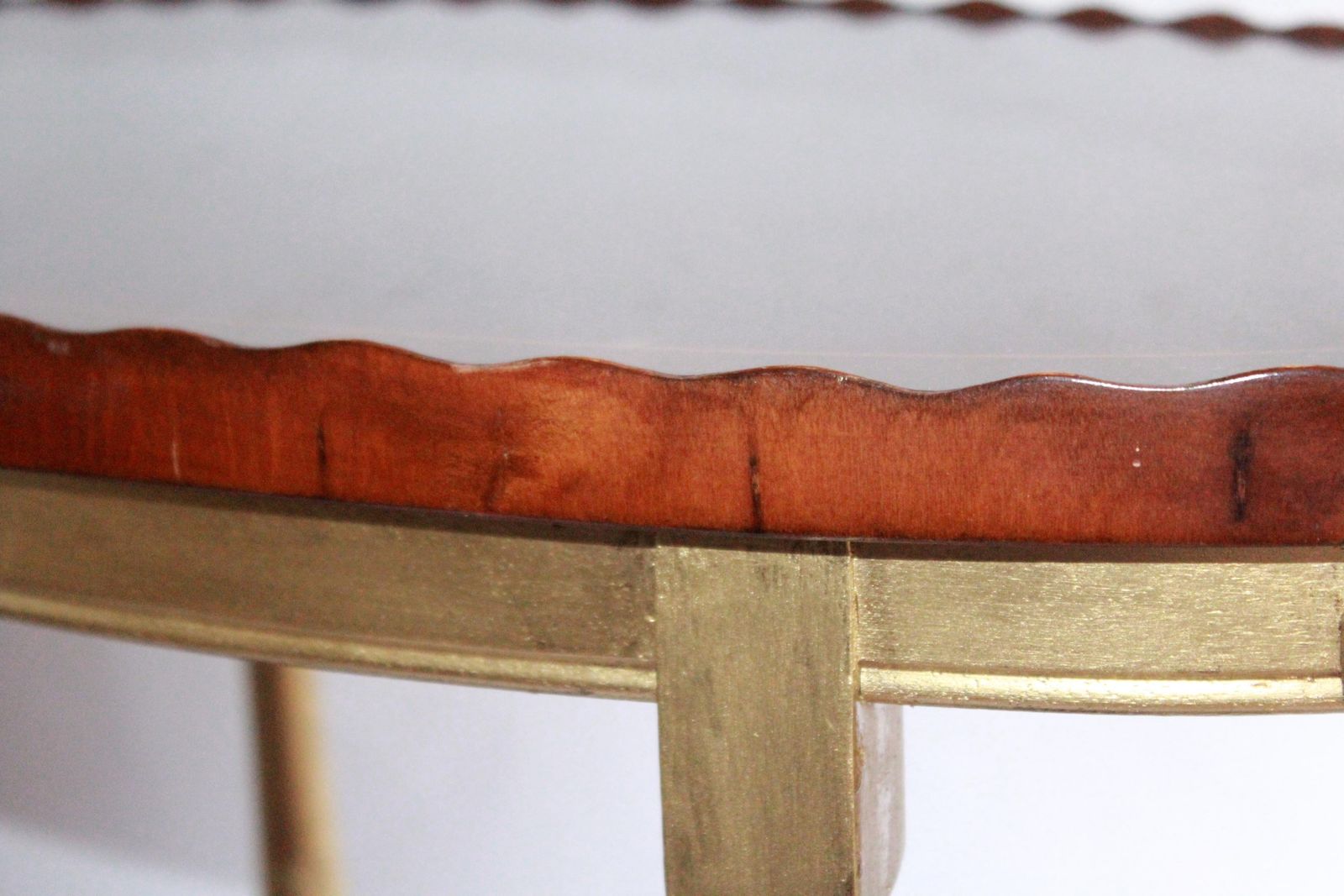 Reproduction Oval Mahogany & Inlaid Reception Drinks Trolley On Castors. photo vinterior