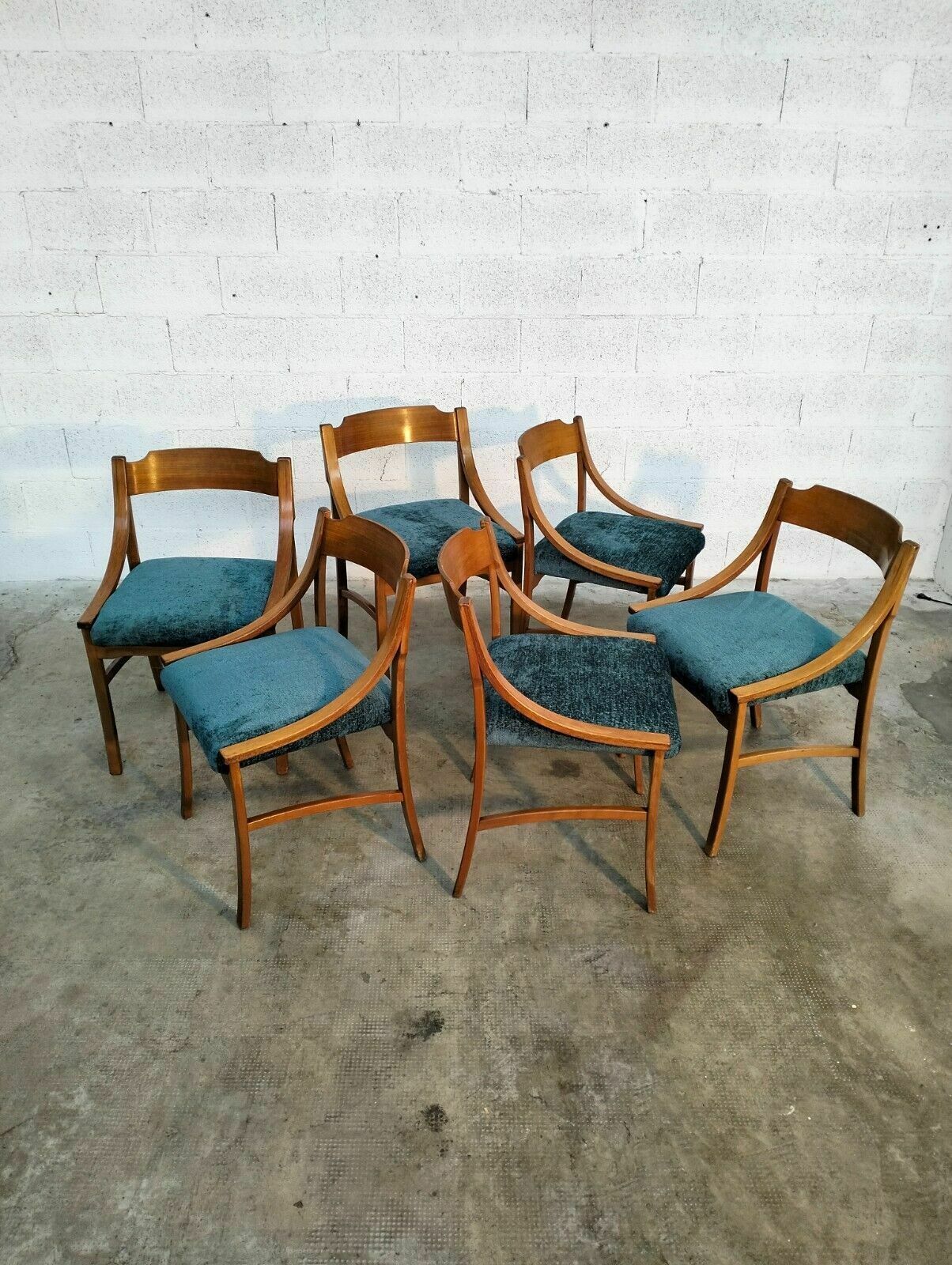 Set Of 6 Wooden Dining Chairs In The Style Of Ico Parisi For Cassina 70s photo buy