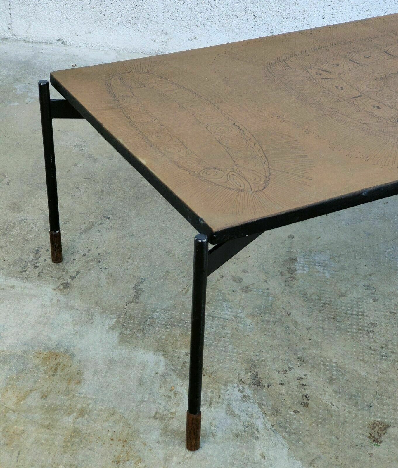 Ceramic And Metal Coffee Table By Stil Keramos 60s photo vintage