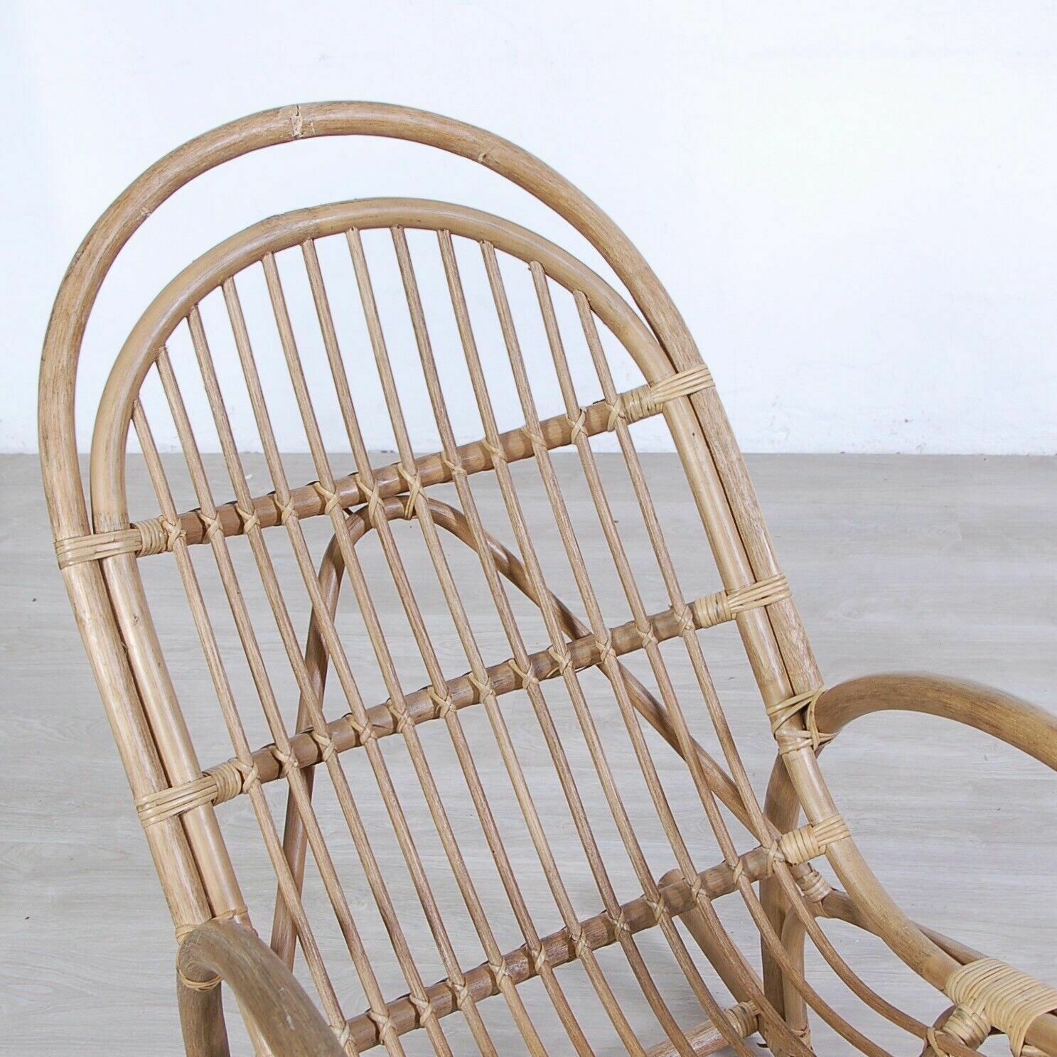 Vintage Bamboo Rocking Chair Sitting Reading Fireplace Mountain Countryside 70s photo vintage