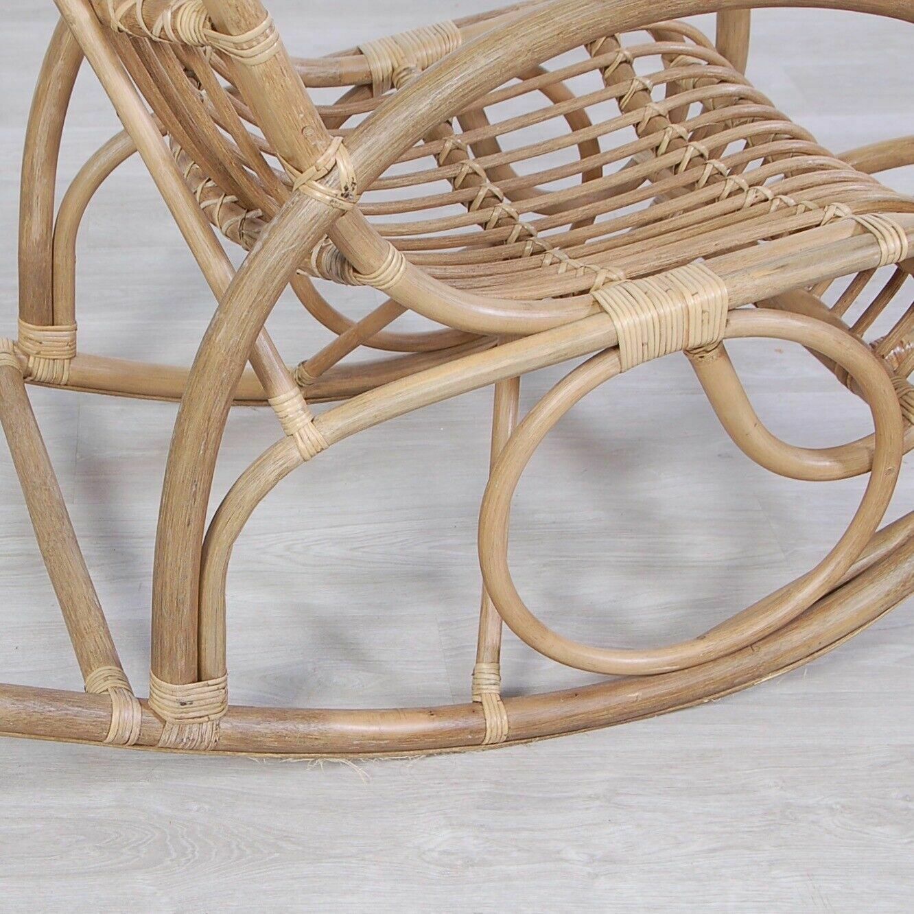 photo furniture Vintage Bamboo Rocking Chair Sitting Reading Fireplace Mountain Countryside 70s