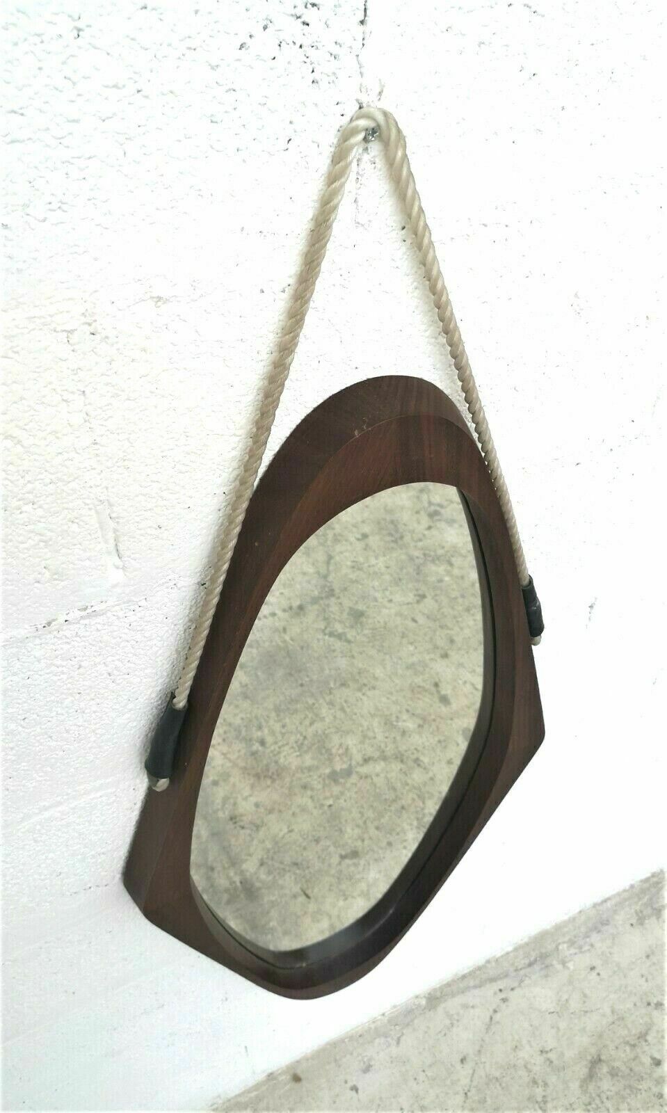 Scandinavian Design Teak Rhombus Mirror From The 60s And 70s photo for sale