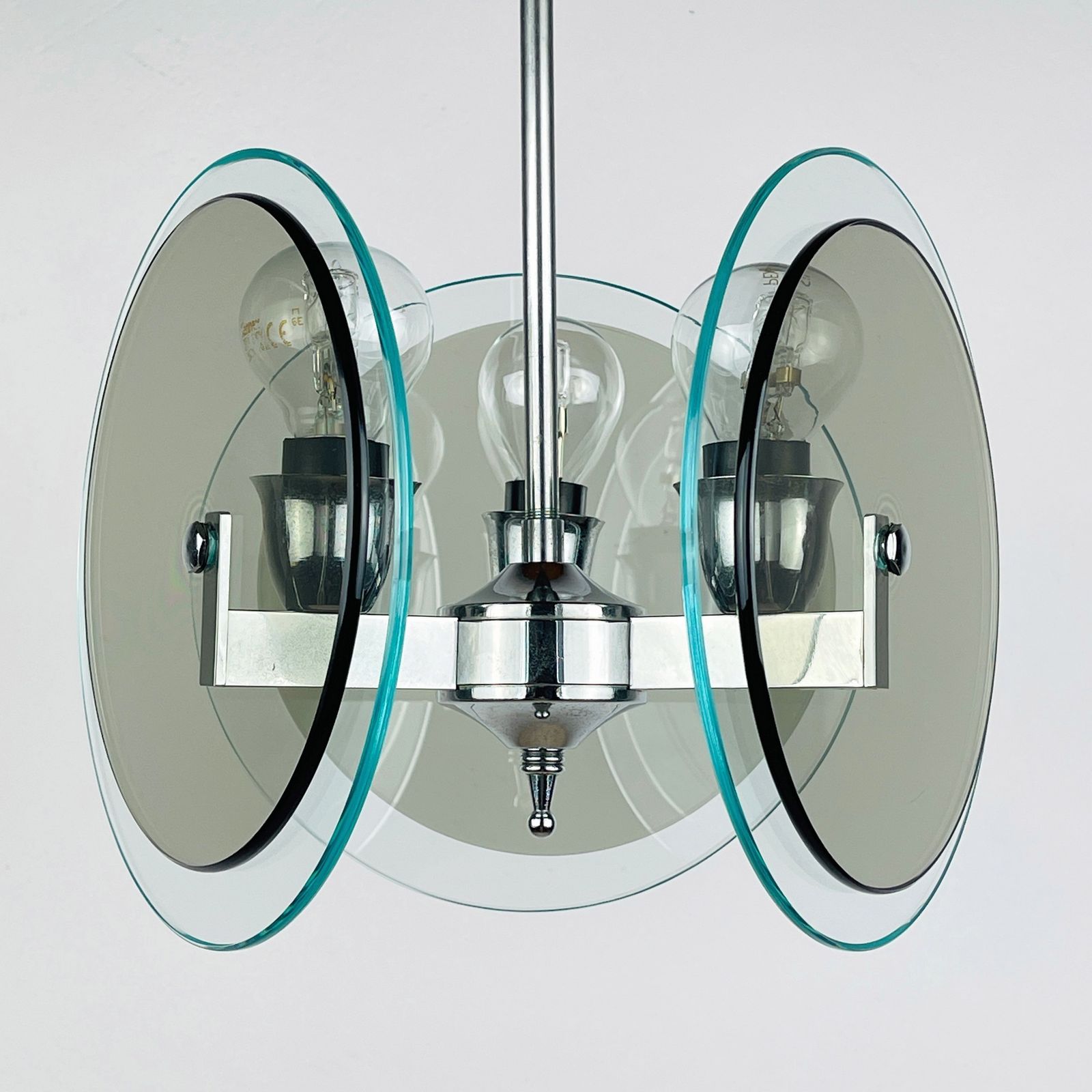 Vintage Art Glass Pendant Lamp By Fontana Arte Italy 1970s photo for sale
