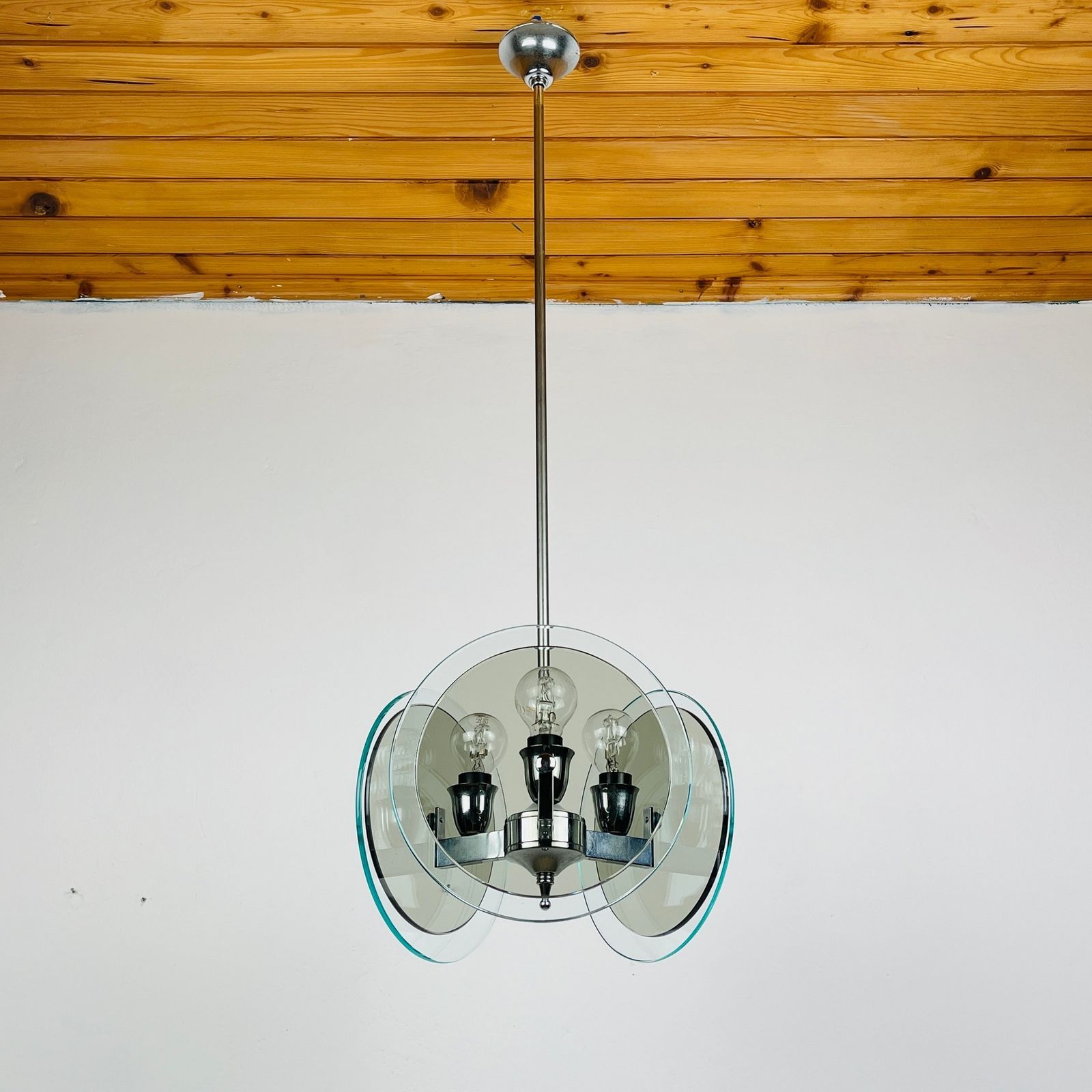 Vintage Art Glass Pendant Lamp By Fontana Arte Italy 1970s photo vinterior
