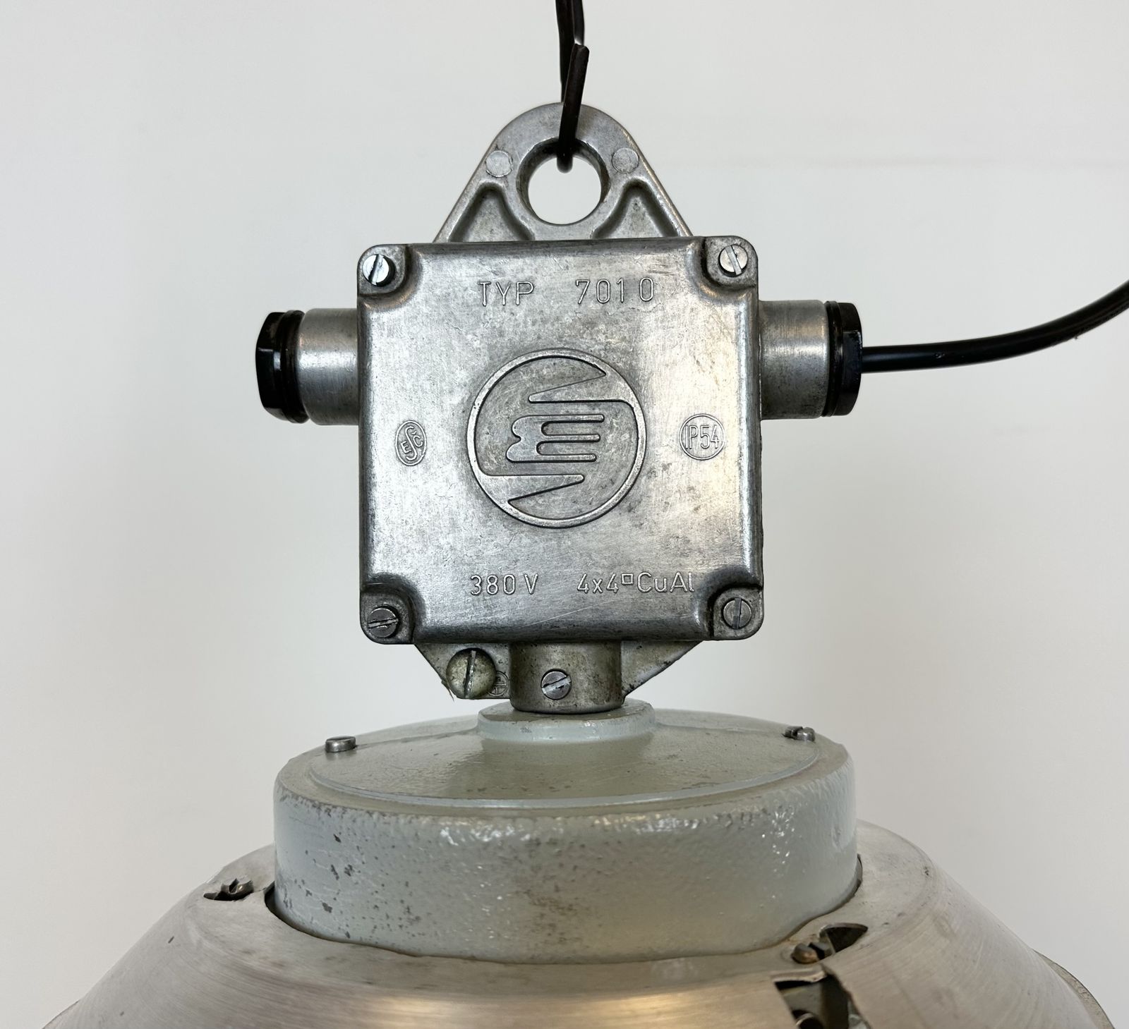 Industrial Aluminium Light With Glass Cover From Elektrosvit, 1970s photo vinterior